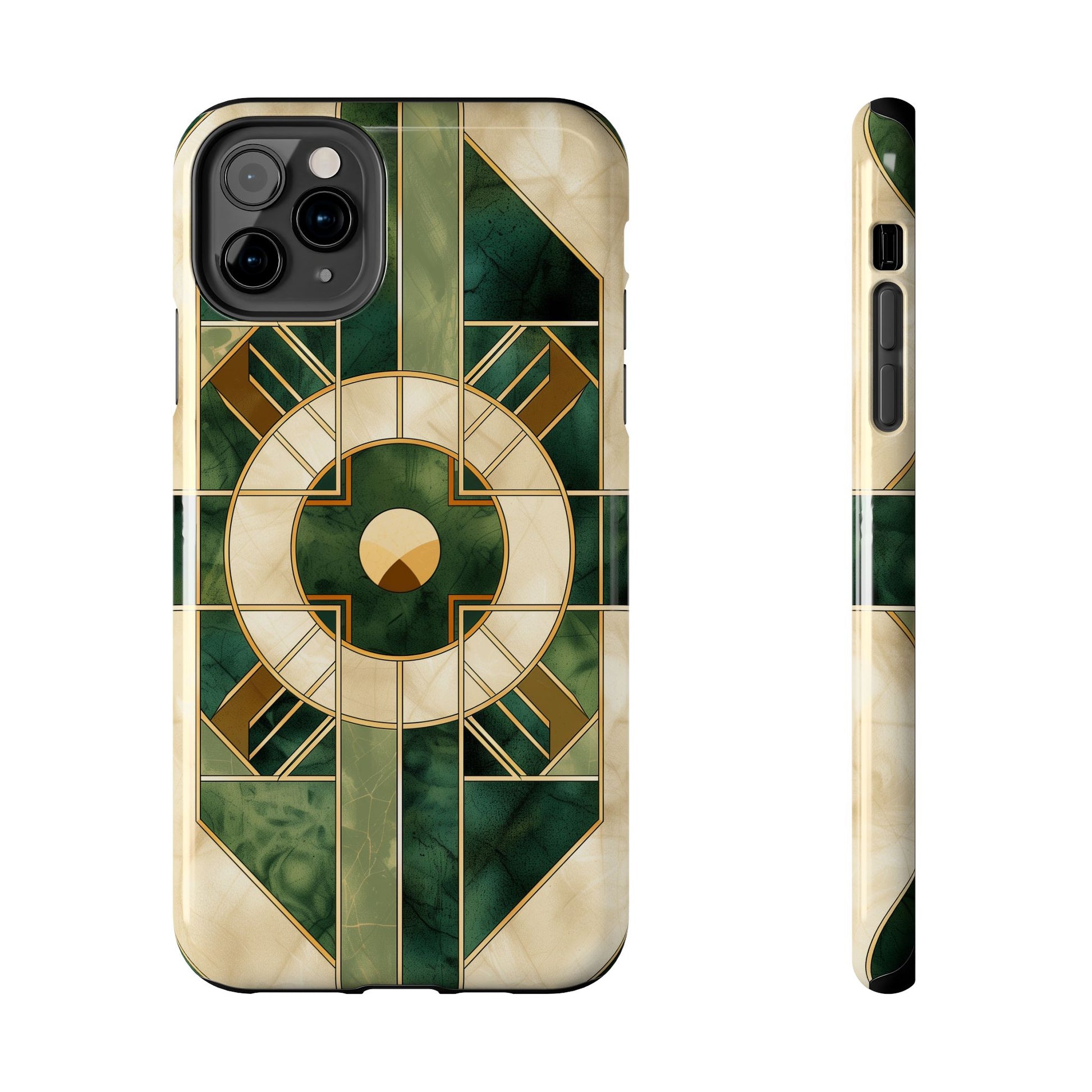 Green Frank Lloyd Wright Inspired Phone Case - Geometric Elegance for iPhone Models