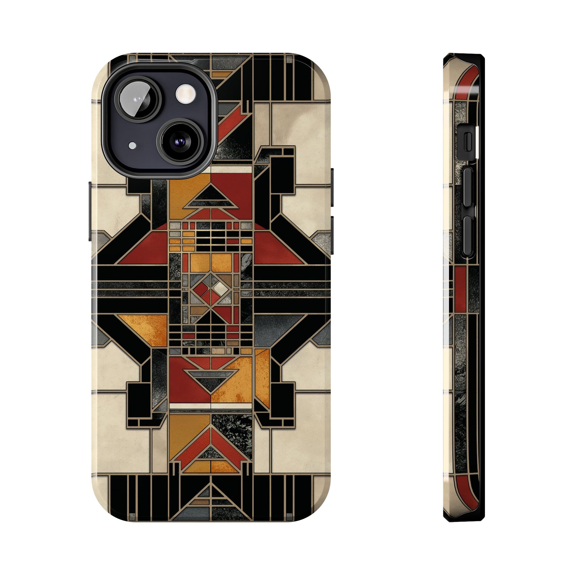 Frank Lloyd Wright Inspired Stained Glass Phone Case - Geometric Elegance for iPhone Models