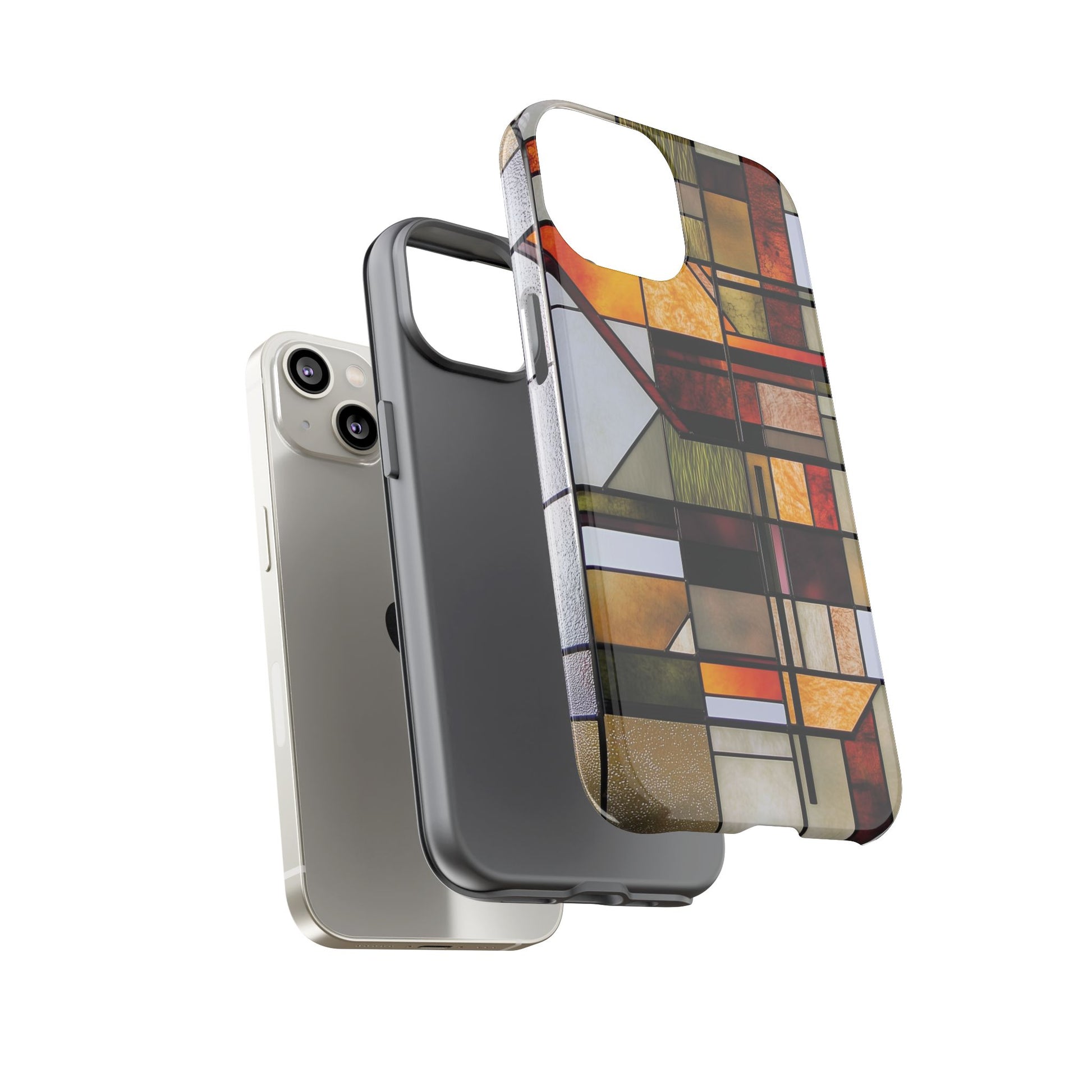 Stained Glass Phone Case Art Deco Frank Lloyd Wright Cottage Core Usonian Prairie Style Geometric Stylish  iPhone 14 15 16 Pro