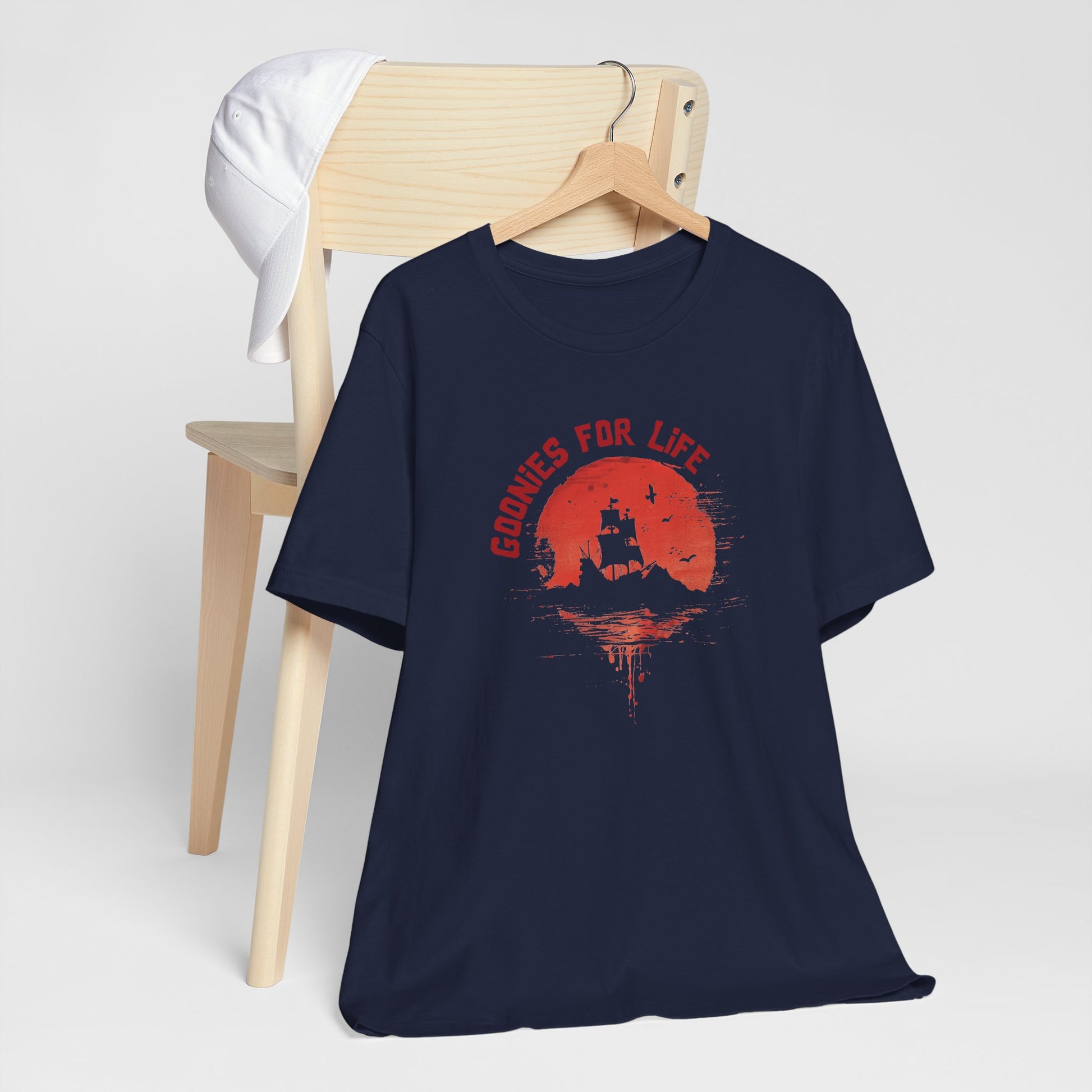 Goonies For Life Vintage Style Sunset Pirate Ship Tee