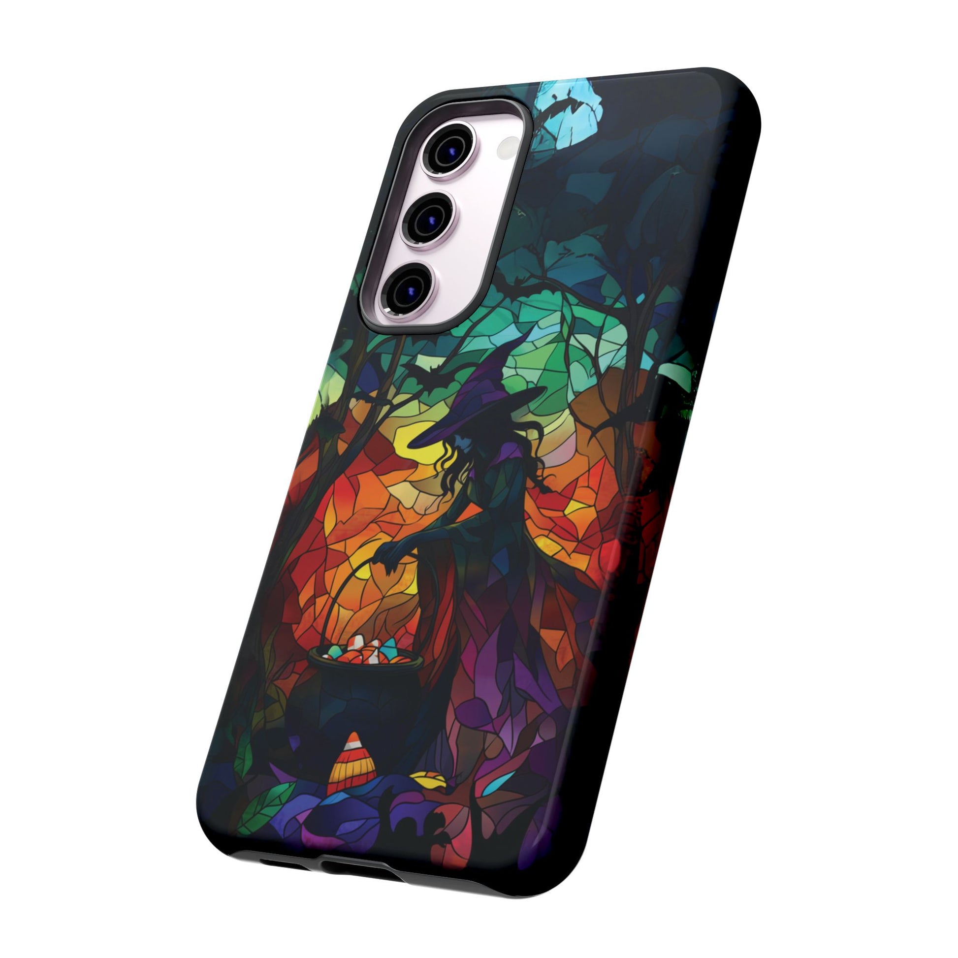 Halloween Witch Stained Glass Dark Academia Spooky Fall Witchy Pumpkin Bats Seasonal Fall Mosaic Case iPhone 13 14 15 16 Pro Max