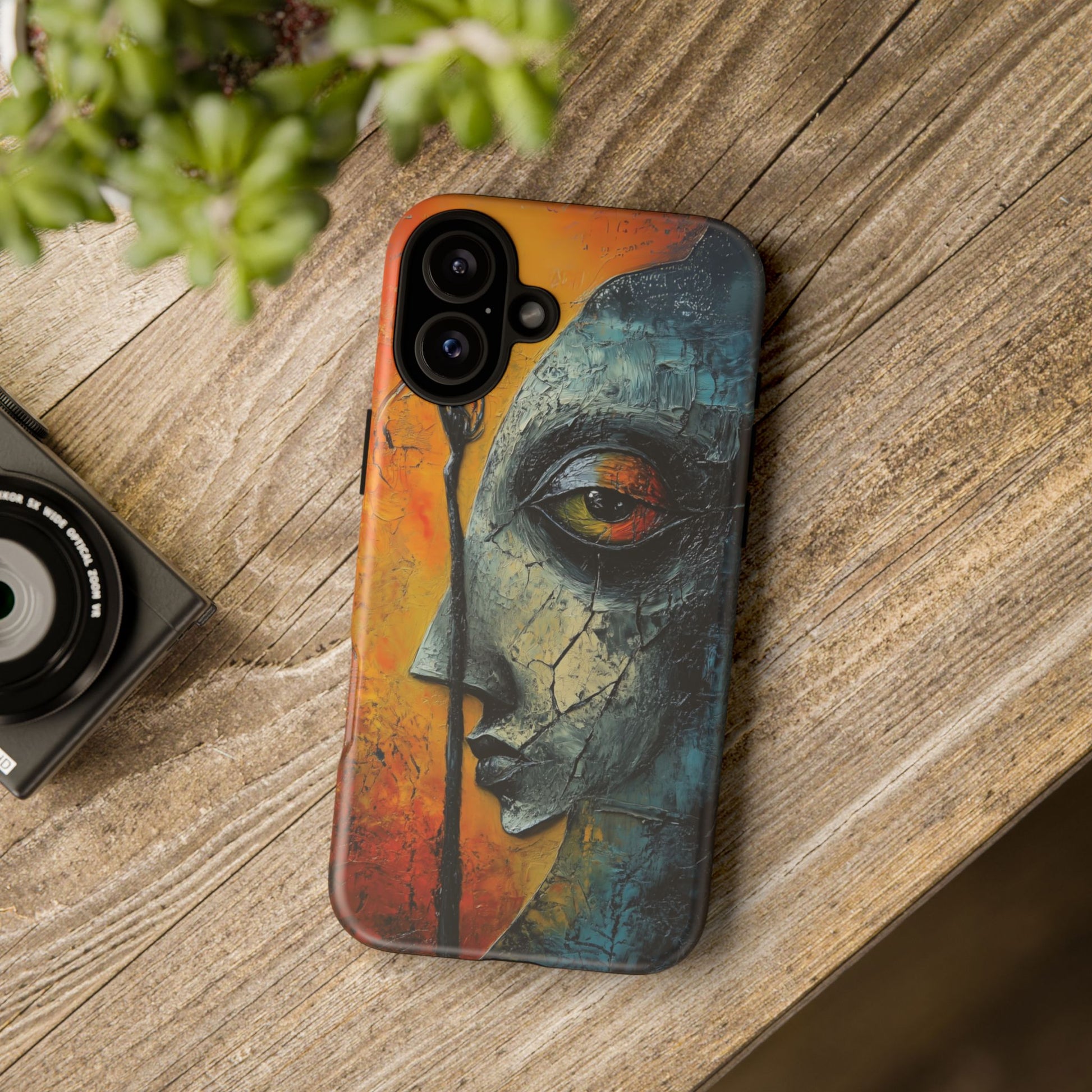 Surrealist Art Phone Case Salvador Dali Style Face Tough Case Unique Artistic 3D Textured Look Surrealism Gift Art iPhone 13 14 15 16