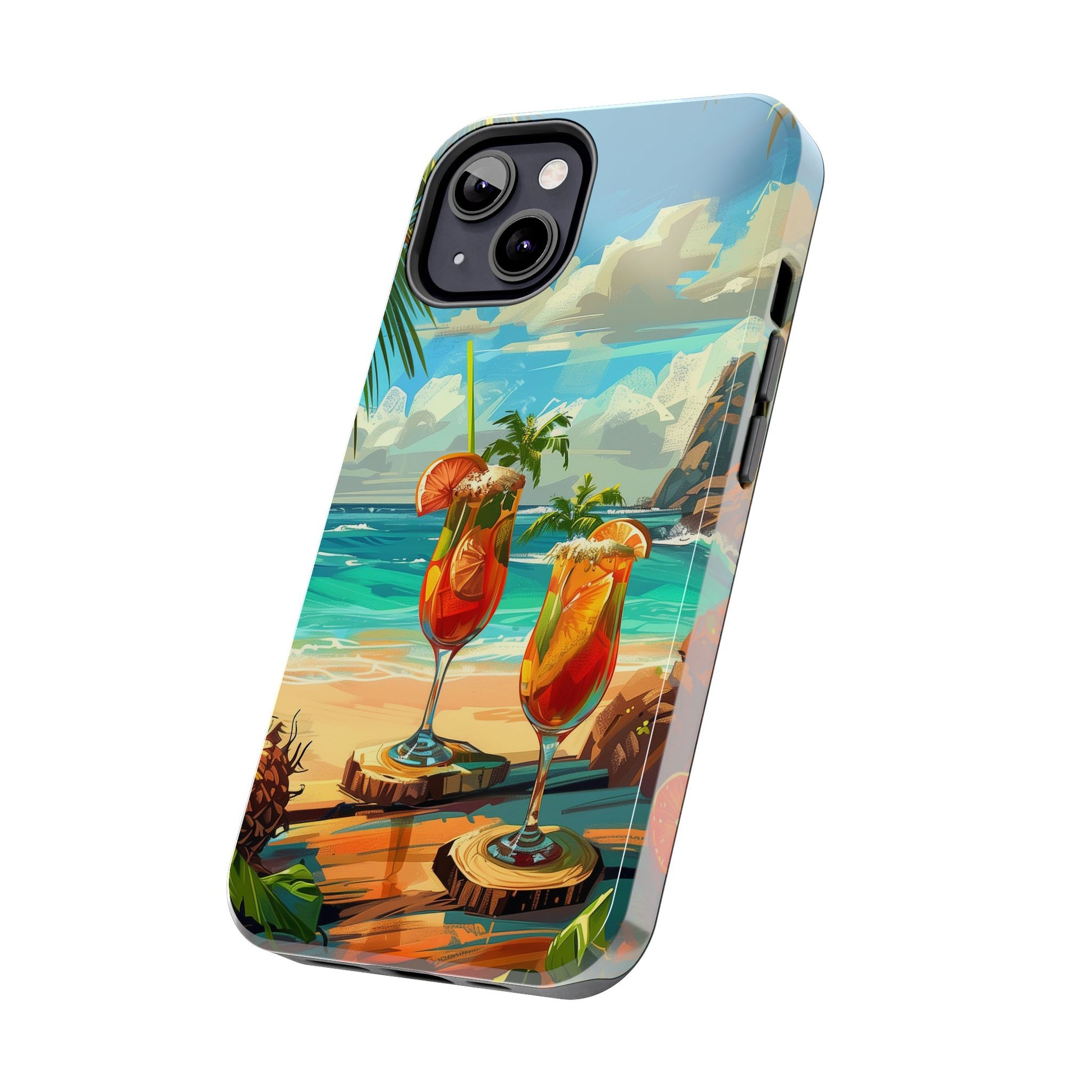 Retro Beach Scene Phone Case, Vintage Tropical Ocean iPhone Case, Summer Beach Phone Cover for iPhone, iphone 15 pro max