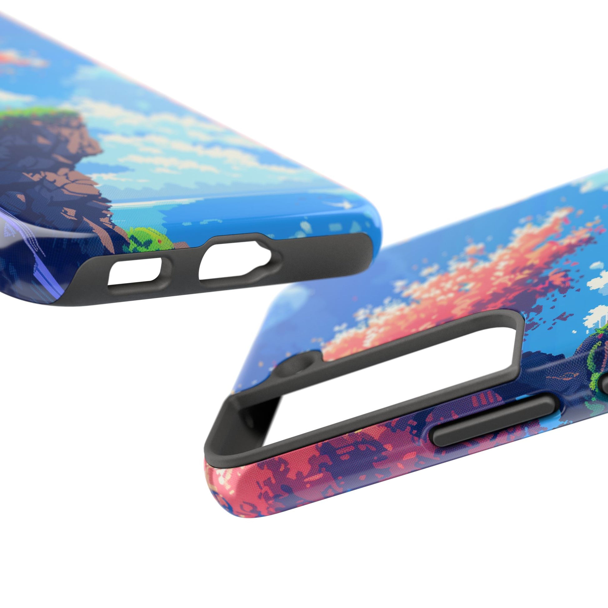 Pixel Art Video Game Landscapes Phone Case, Retro Gaming Pixelated Design, Geeky Gamer Phone Cover, Unique Video Game Art Accessories