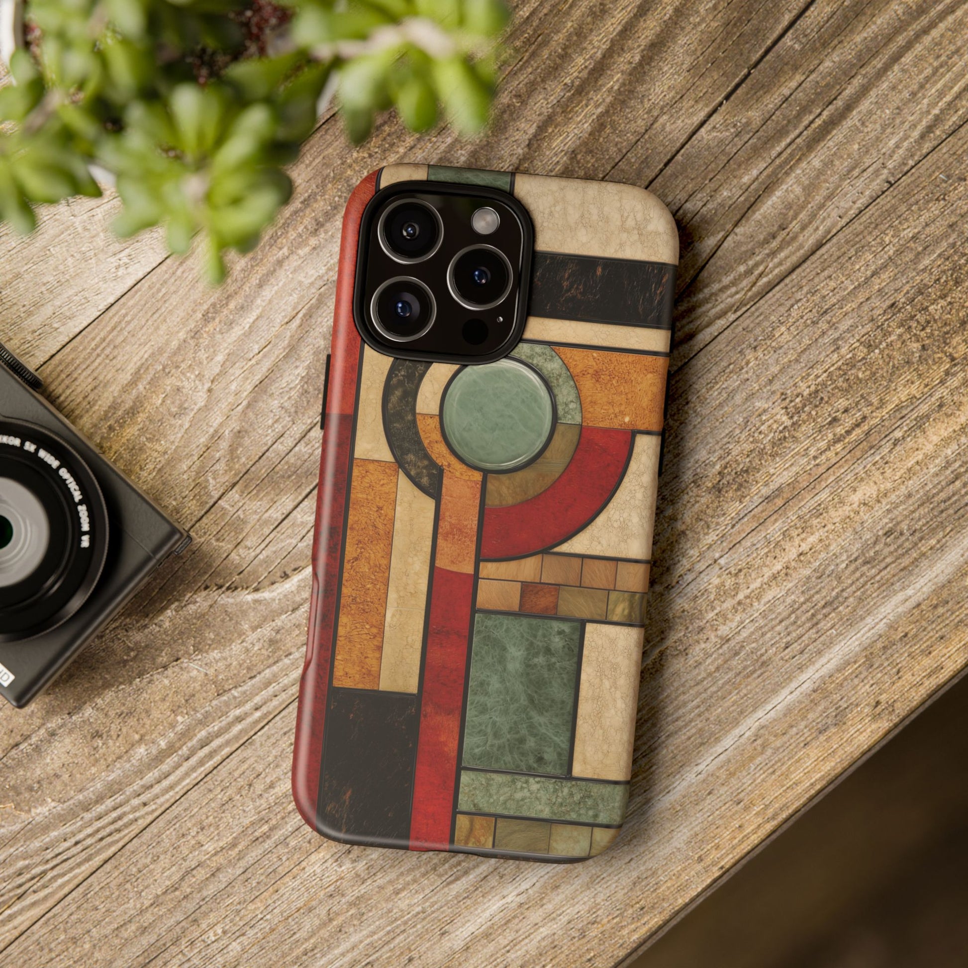 Stone Prairie Frank Lloyd Wright Usonian Phone Case Geometric Stained Glass Art Deco Marble Gold 13 14 15 16 iPhone Pro Max Galaxy Pixel