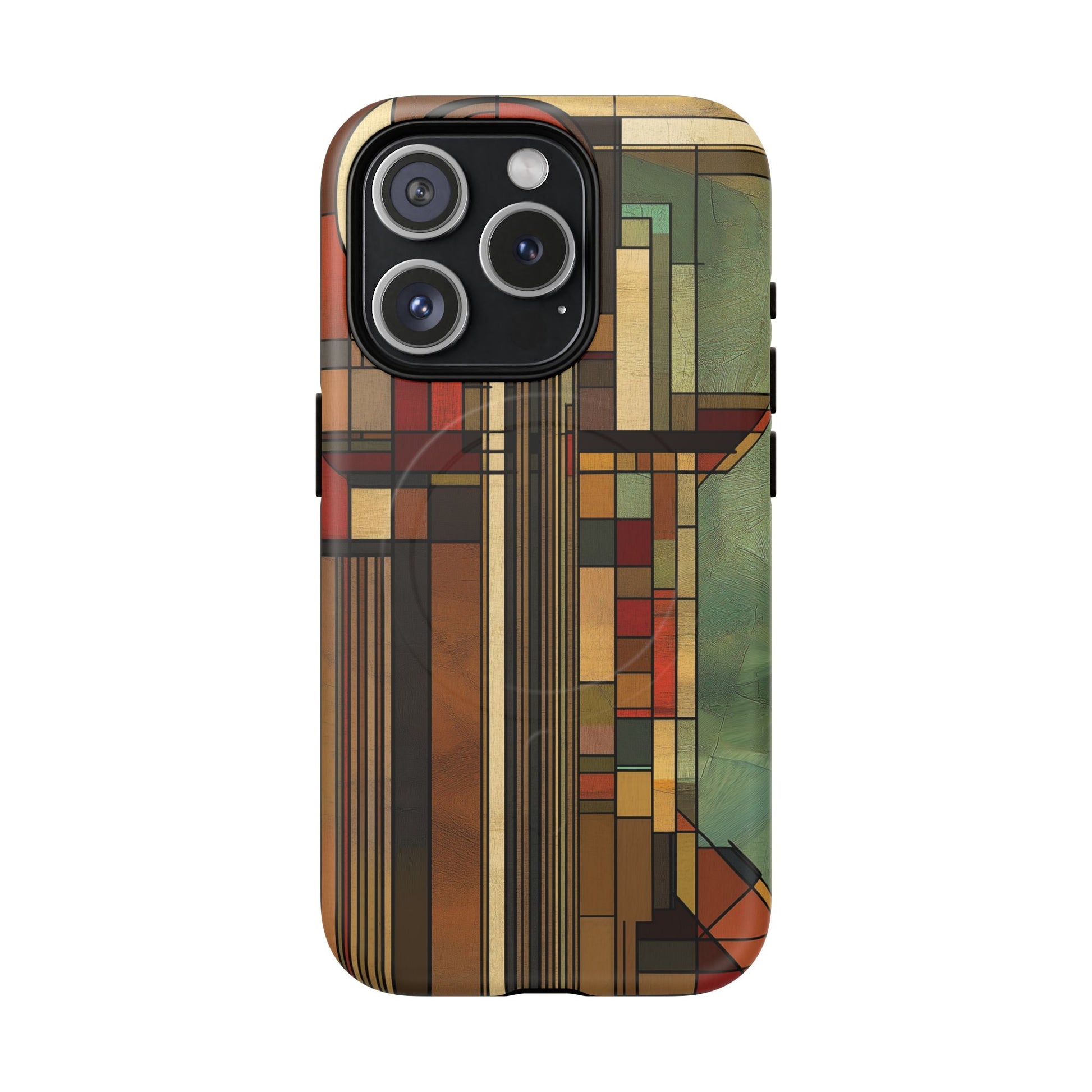 Magsafe Prairie Style Frank Lloyd Wright Usonian Phone Case Geometric Stained Glass Art Deco Marble 14 15 16 iPhone Pro Max