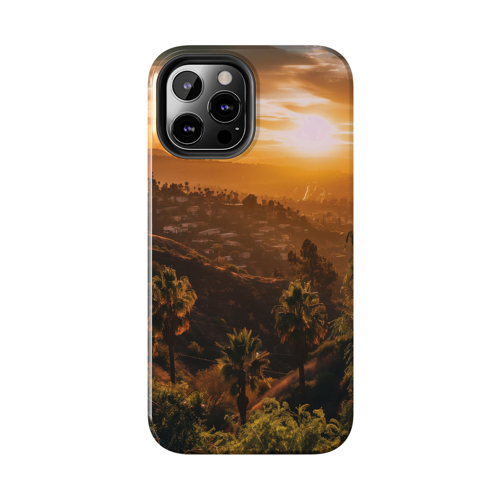 Los Angeles Sunset iPhone Case, Golden Hour Scenic View, Hollywood Hills Sunset Phone Case, Palm Trees Phone Case, iphone 15 pro max case