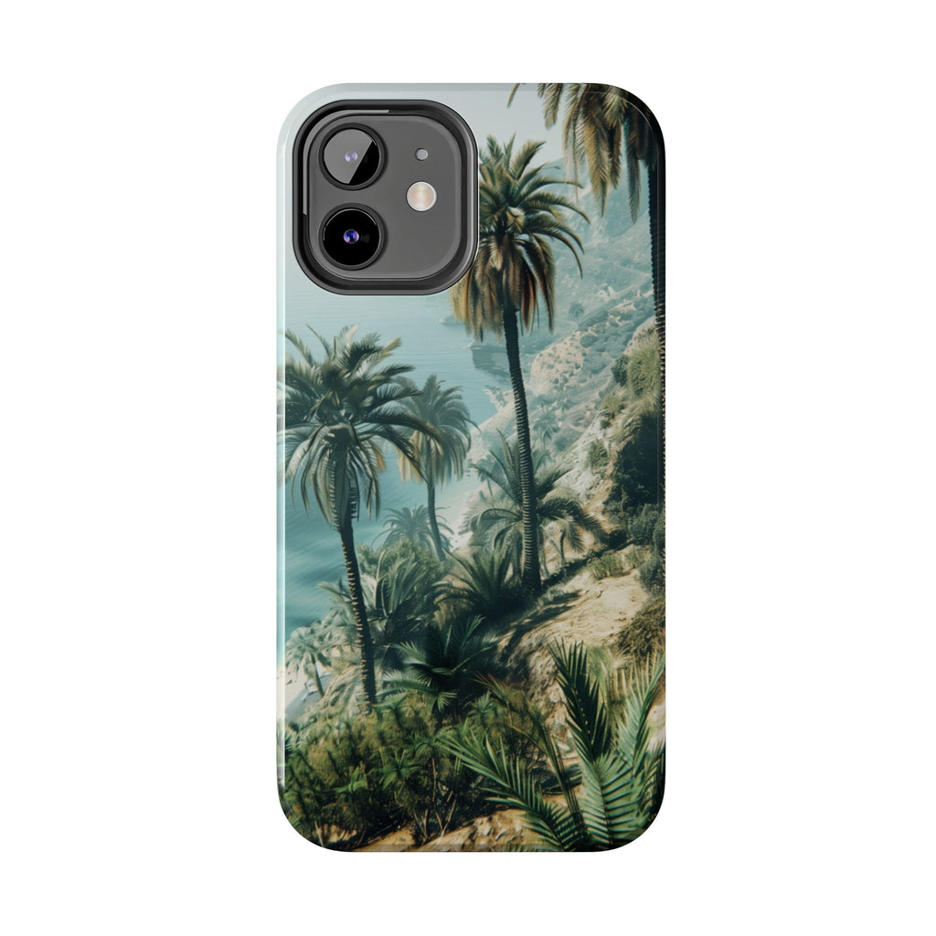 Coastal Breeze: Durable iPhone Case with Ocean View and Palm Trees