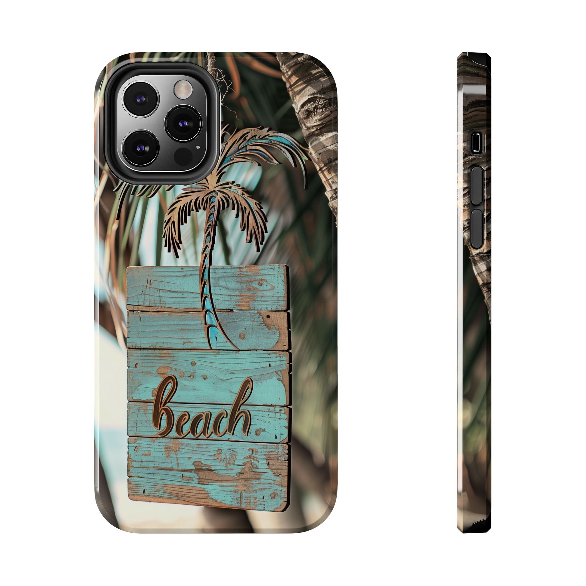 Durable Phone Case with Palm Tree Charm
