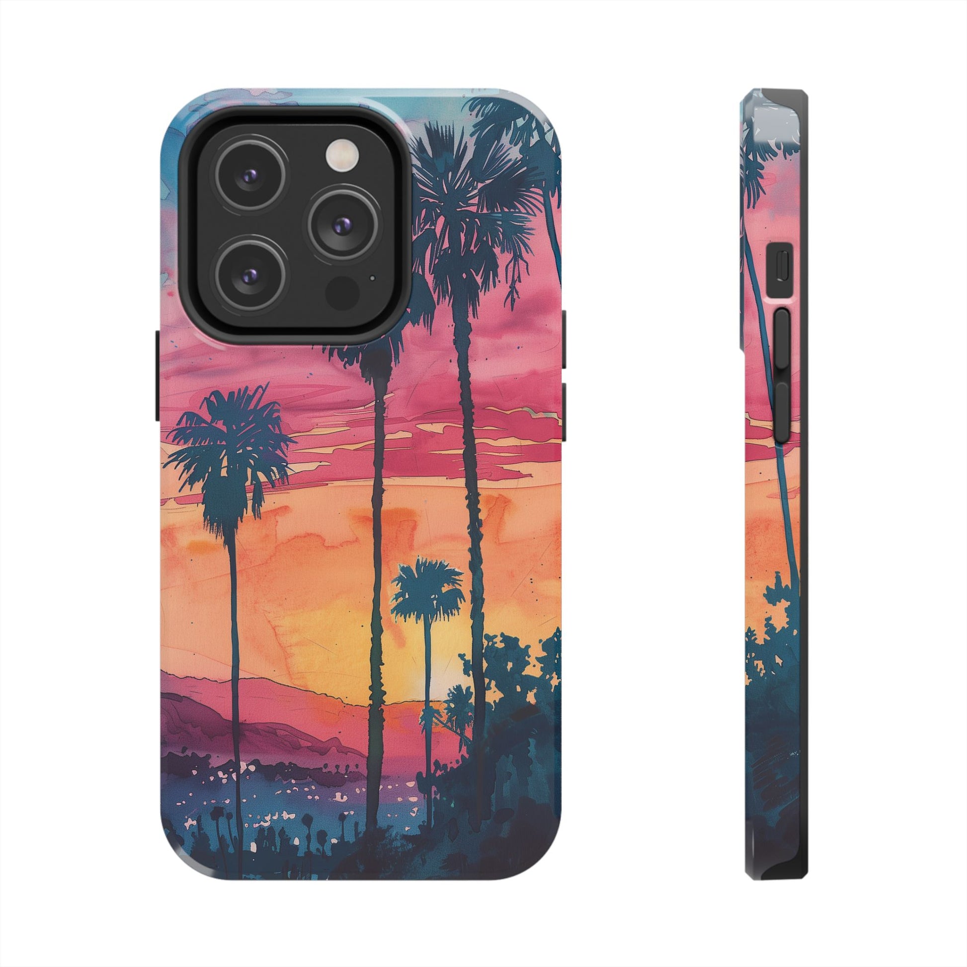 Los Angeles Sunset iPhone Case, Golden Hour Scenic View, Hollywood Hills Sunset Phone Case, Palm Trees Phone Case, iphone 15 pro max case