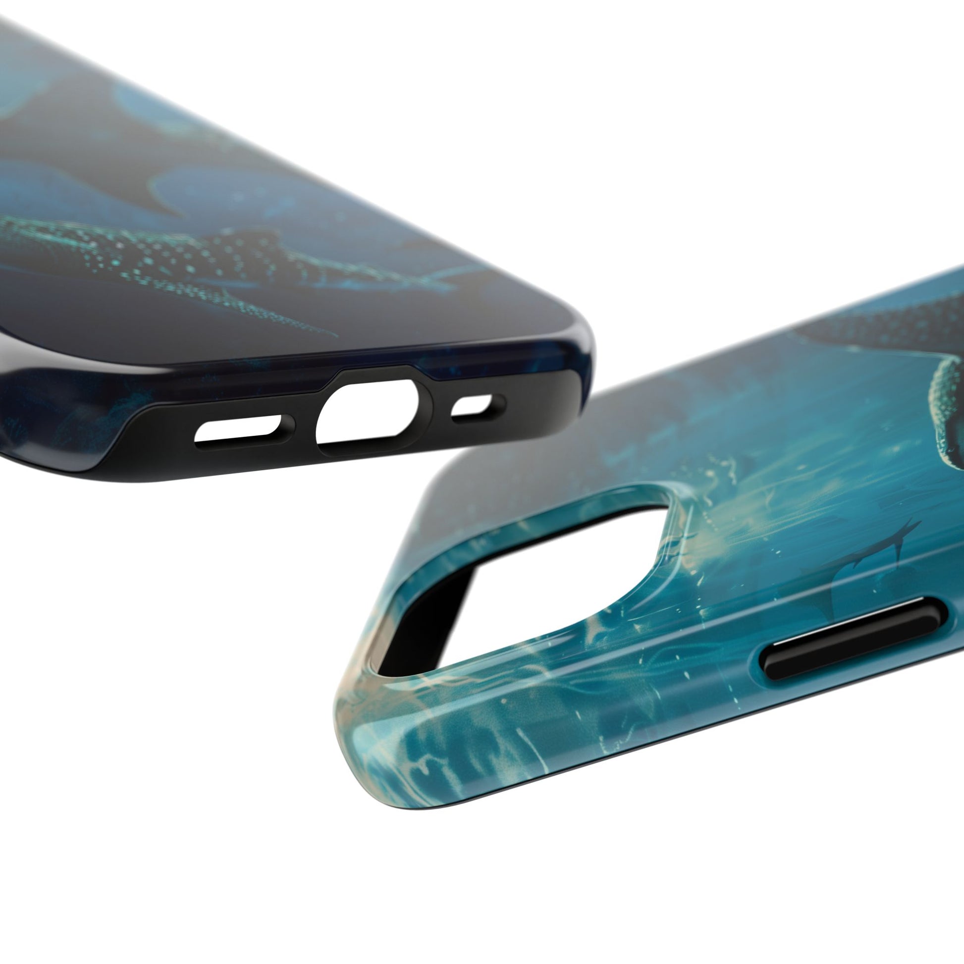 Tranquil Trio: Three Whale Sharks Tough Phone Case
