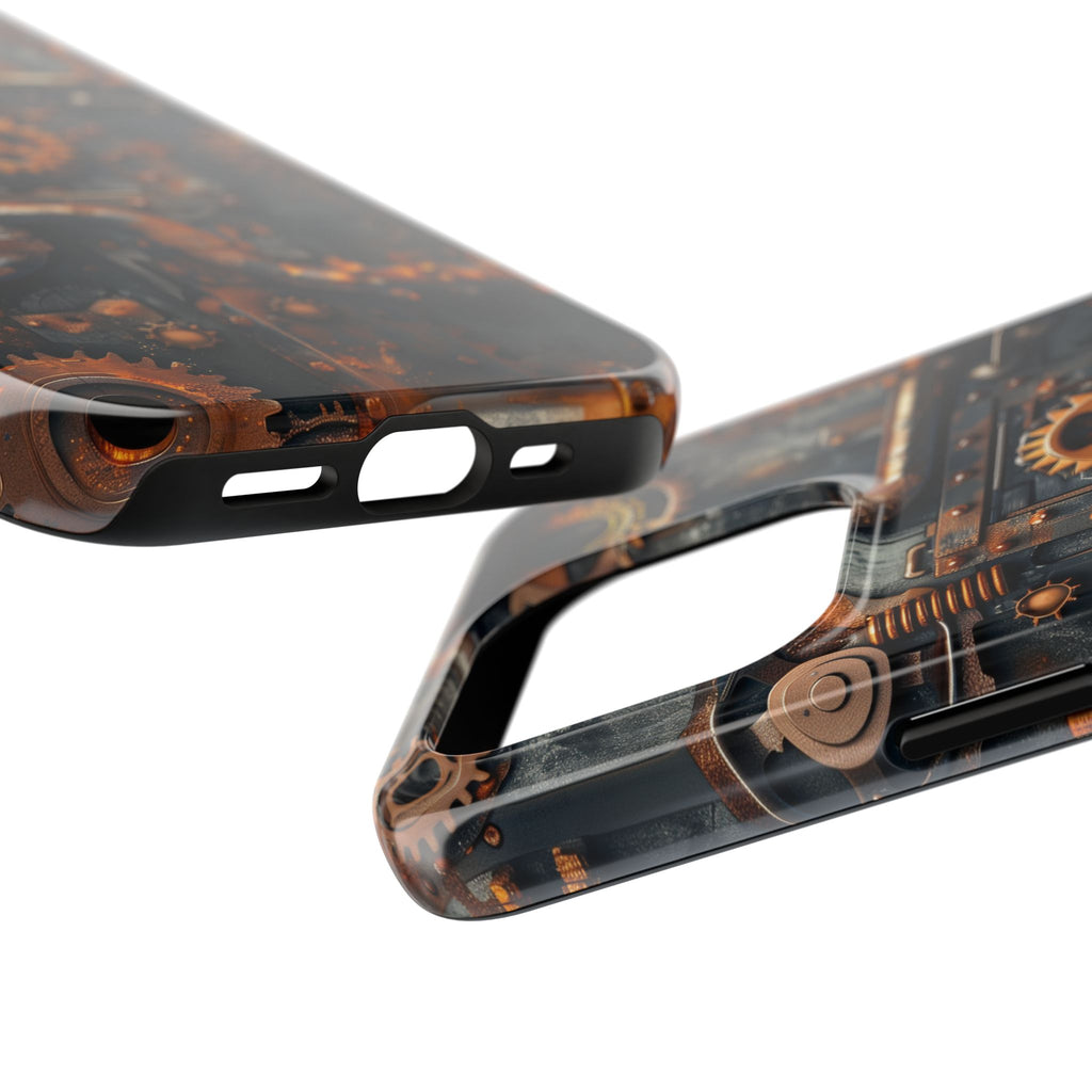 Steampunk Phone Case - Industrial Style Cover with Pipes and Cogs - Unique Steampunk Accessory for Your Phone