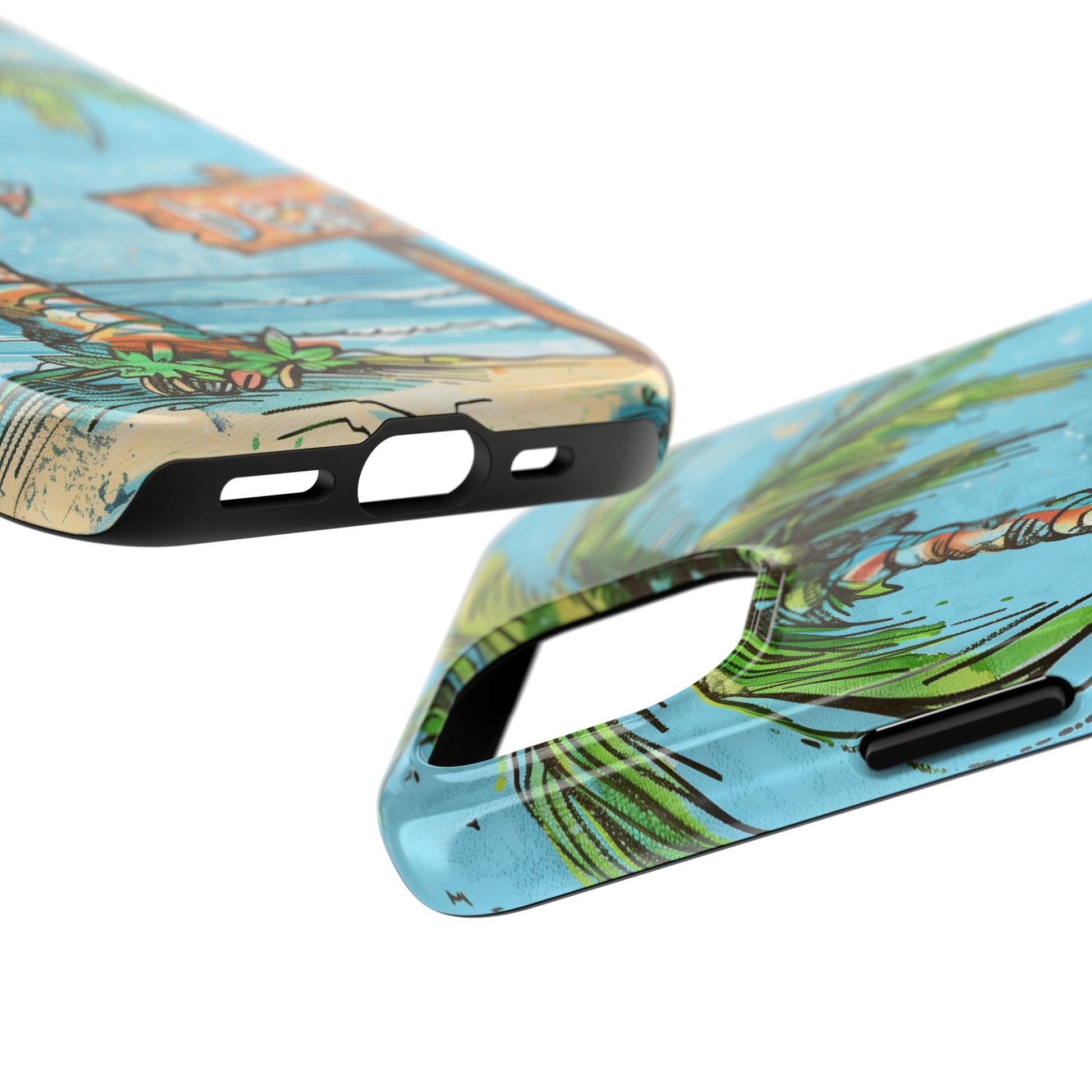 Durable Phone Case with Beach Scene and Palm Tree - Tropical Paradise Protective Cover