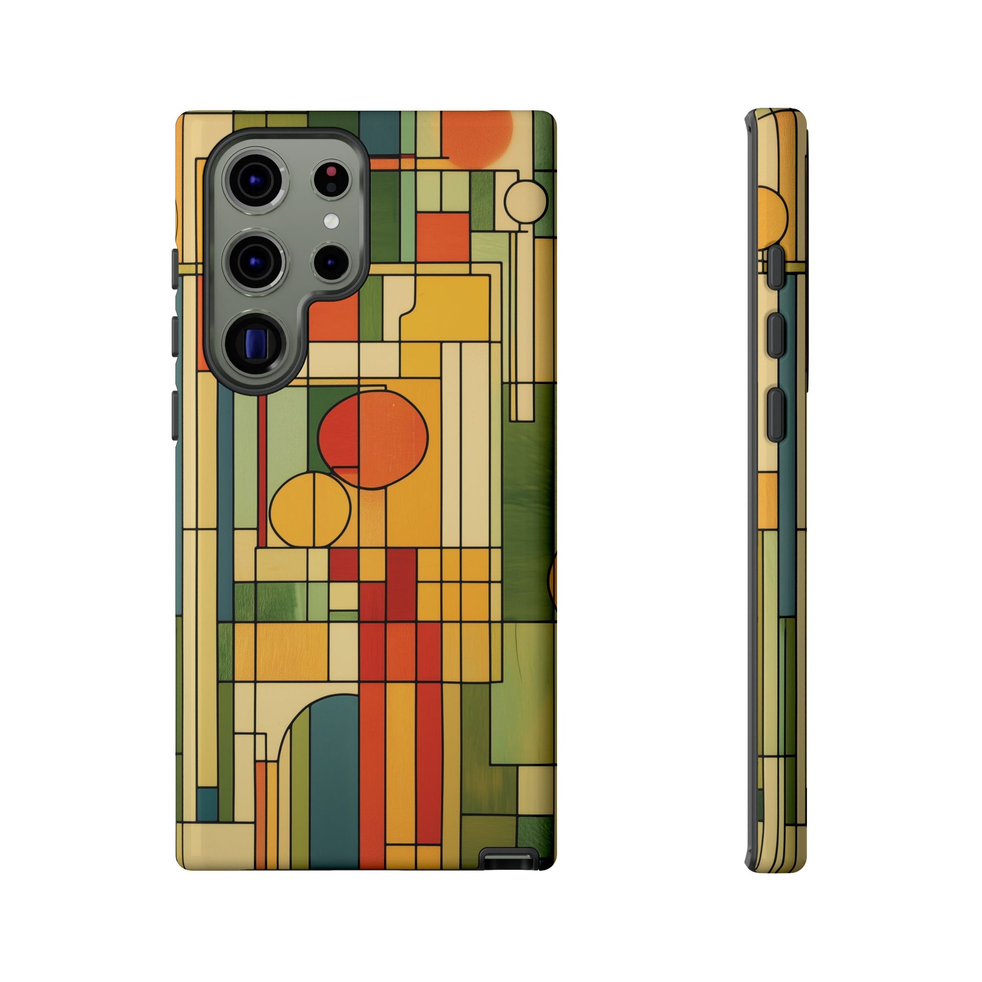 Frank Lloyd Wright Inspired Prairie Style Usonian Phone Case Geometric Stained Glass Art Deco 13 14 15 16 iPhone Pro Max Galaxy Pixel