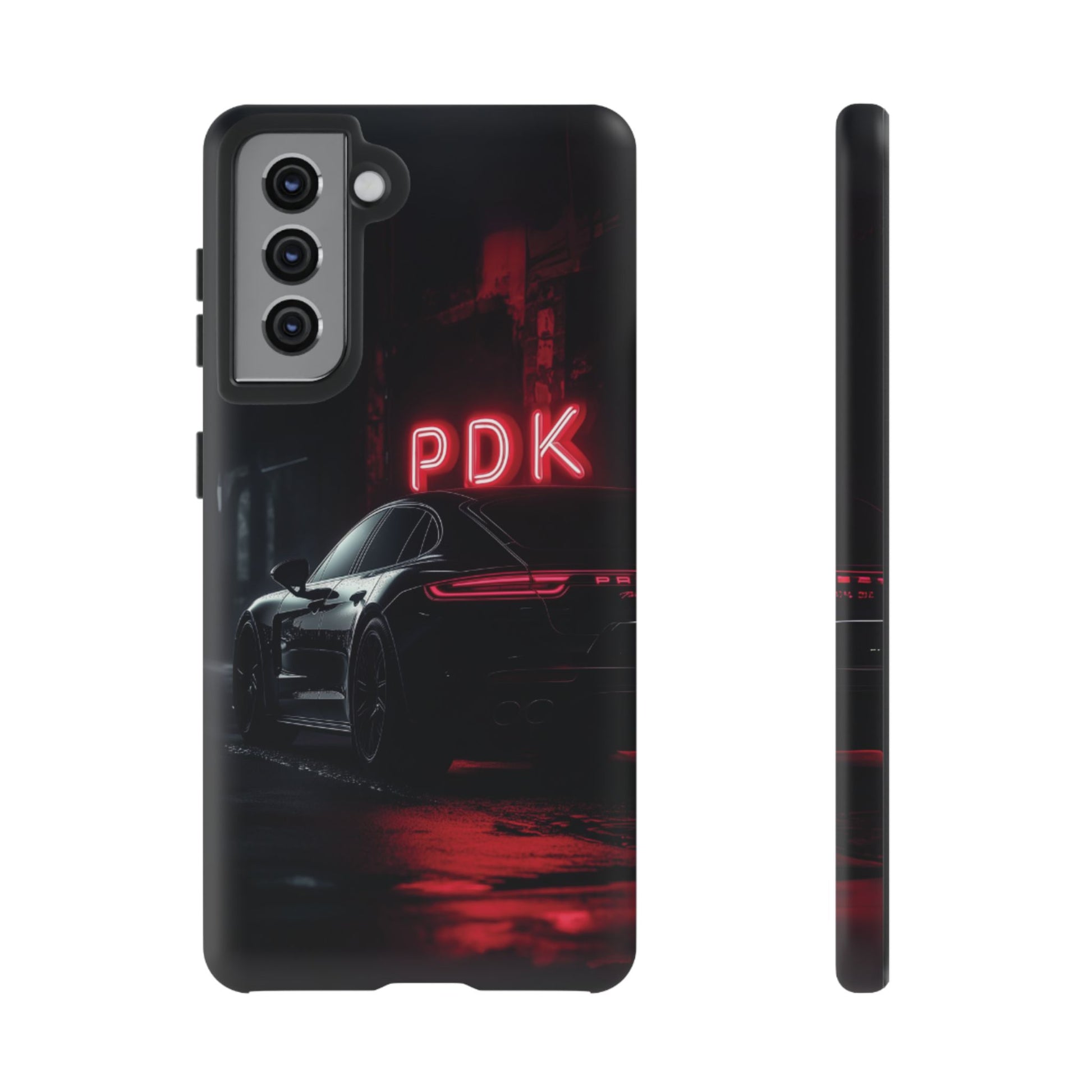 Pink Super Sports Car Phone Case PDK Car Lover Gift Porsche Panamera Inspired Neon Sign Font iPhone 13 14 15 16 Pro Max