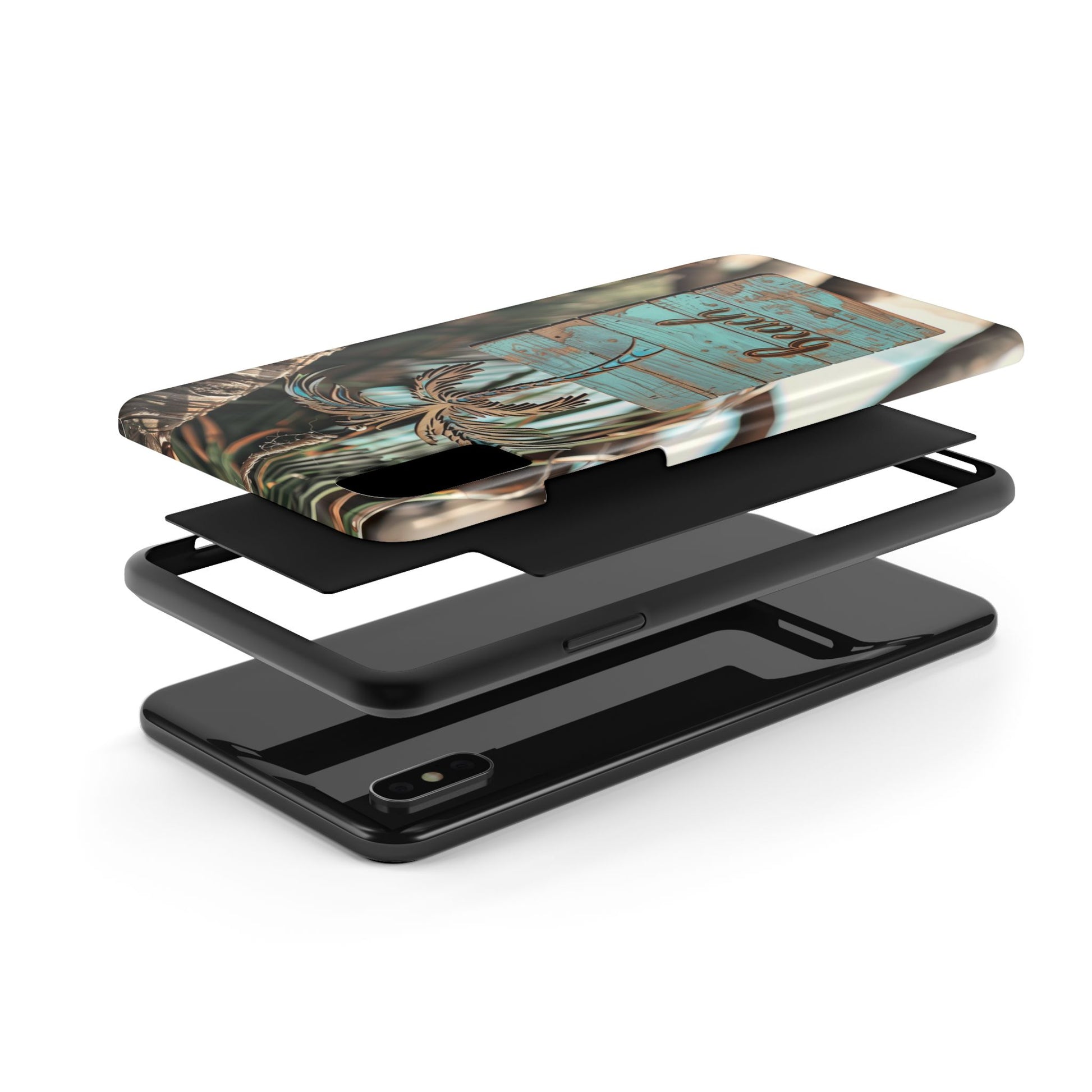 Durable Phone Case with Palm Tree Charm