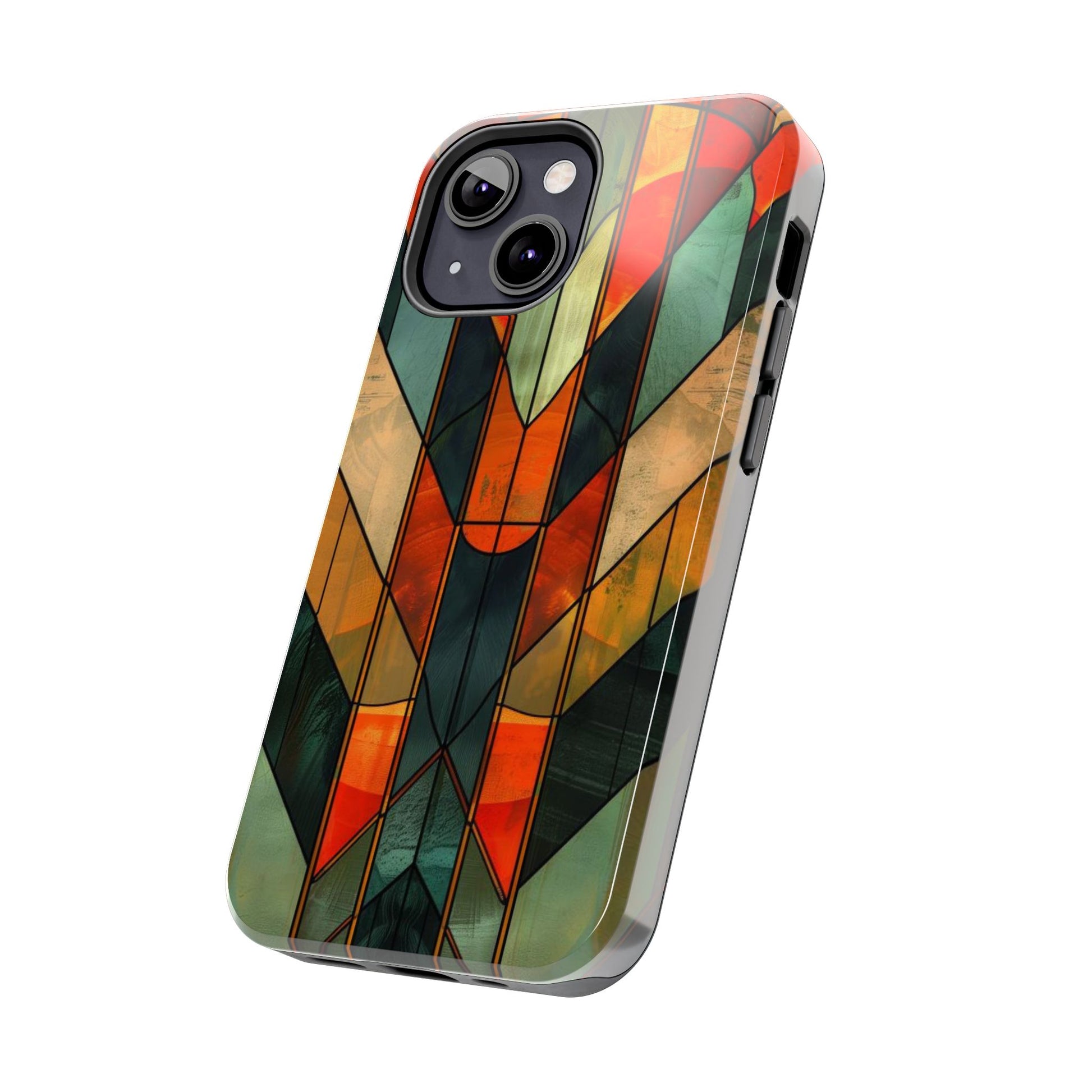 Noir Art Deco Colorful Stained Glass - Durable Dual Layer Iphone Case - Architect Phone Case