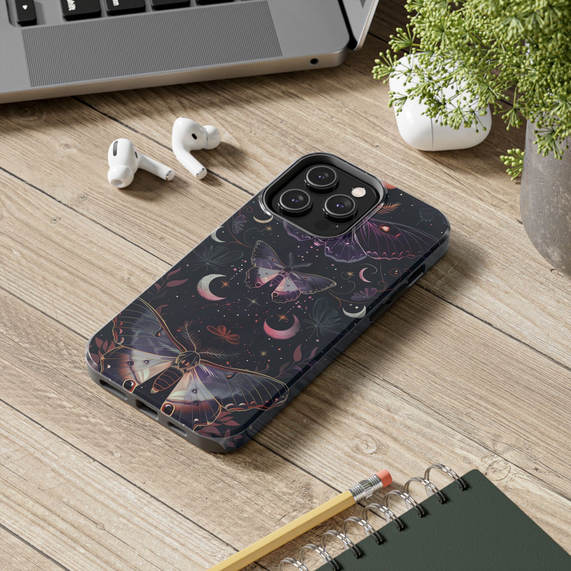 B Dark Academia Mystical Phone Case, Mystical Moth Phone Case, Vintage Magic Witchcraft iPhone Cover, Esoteric Nature Art, iPhone 15 Pro Max