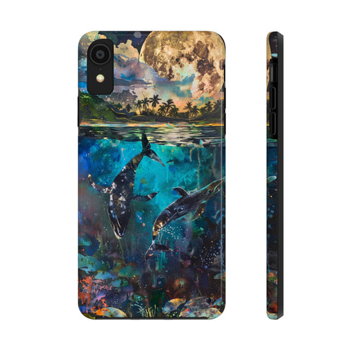 Abstract Moonlit Whales Underwater Phone Case - Durable and Stunning Protective Cover