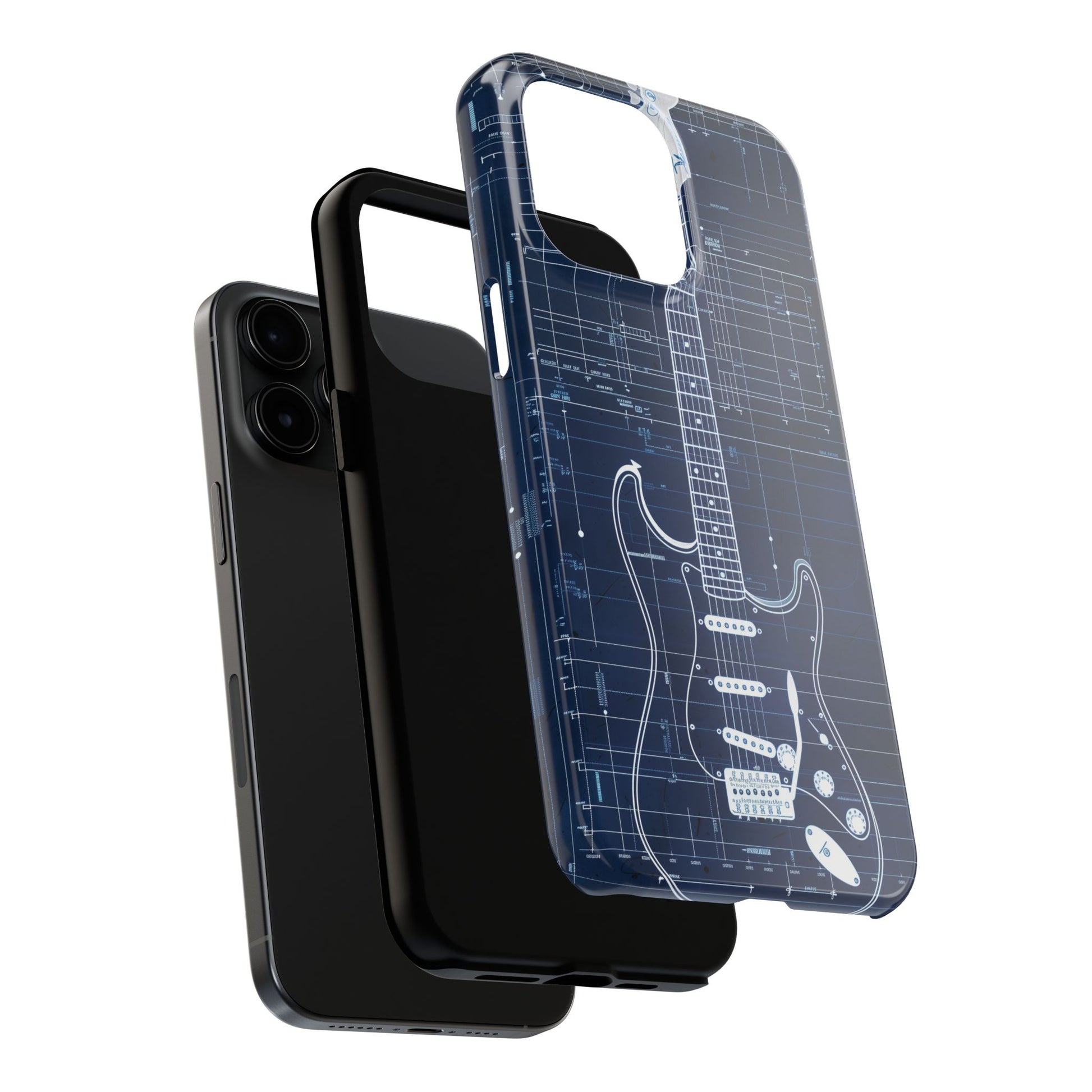 Guitar Phone Case, Guitar Blueprint iPhone Cover, Vintage Guitar Design, Custom iPhone Covers, Rock Music Phone Accessories, Musician Gift