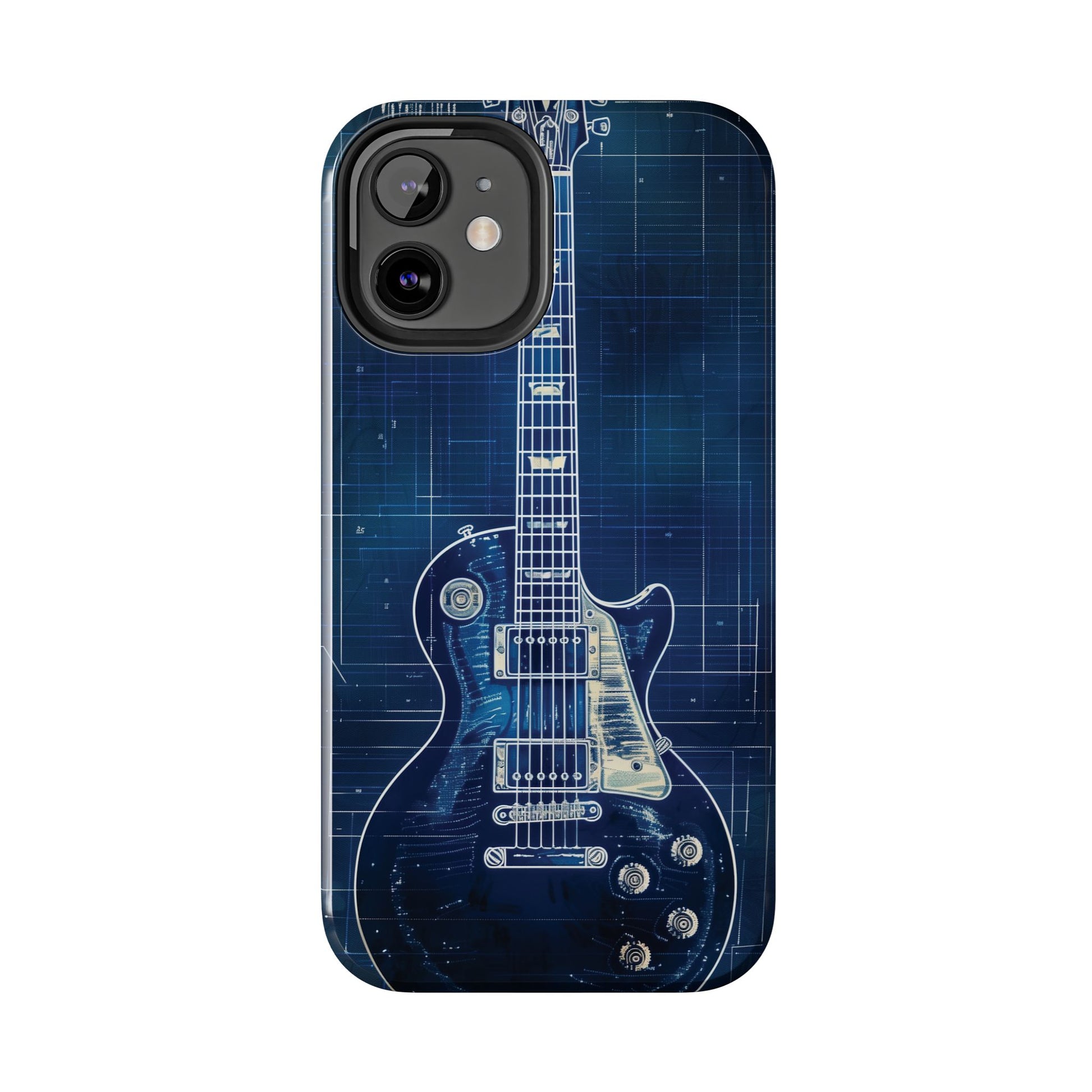Guitar Phone Case, Guitar Blueprint iPhone Cover, Vintage Guitar Design, Custom iPhone Covers, Rock Music Phone Accessories, Musician Gift