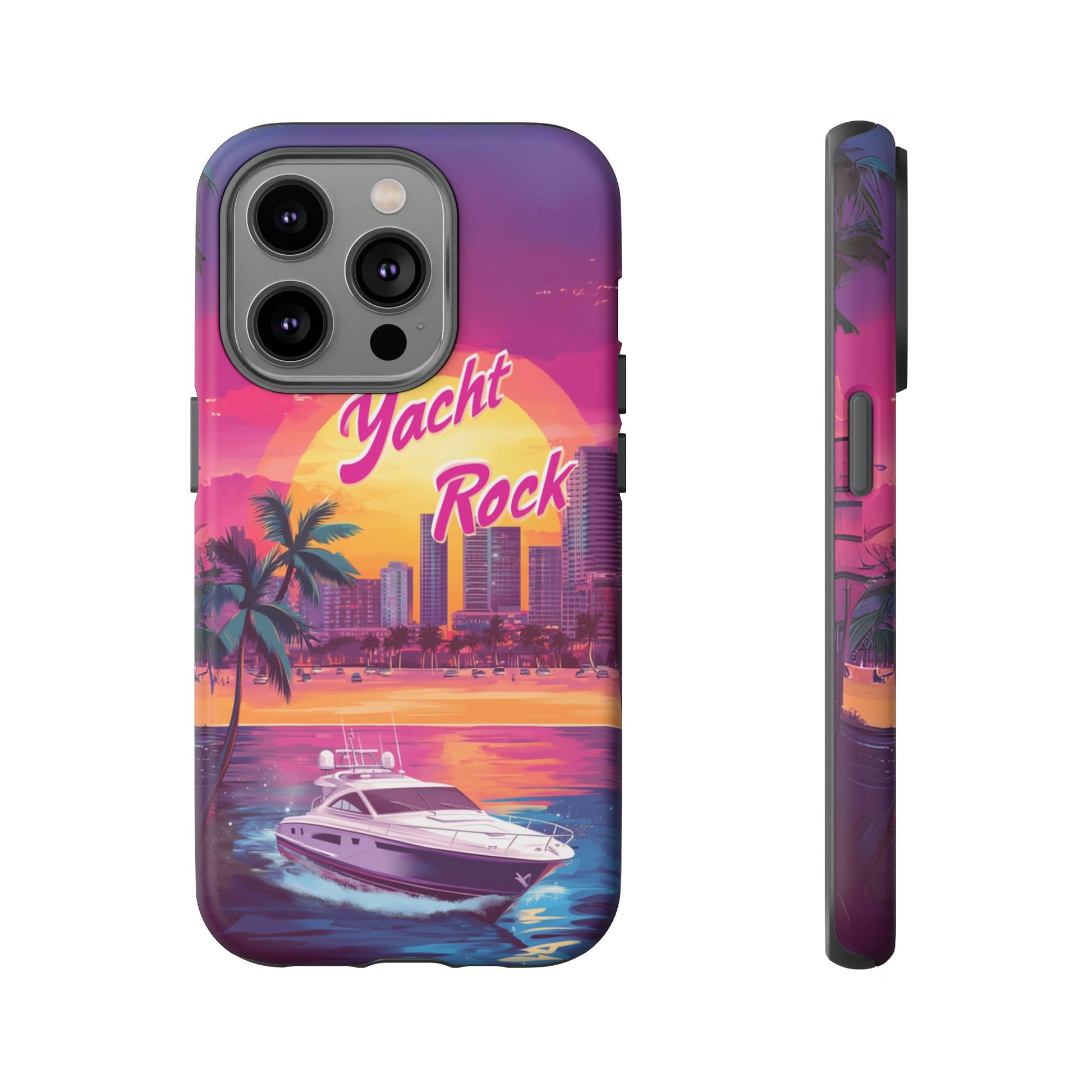 Custom Yacht Rock Phone Case iPhone 13 14 15 16 Pro Max Sunset Cruise Harbor Miami Vice Yacht Rock Gift Boating Captain South Beach Surfing