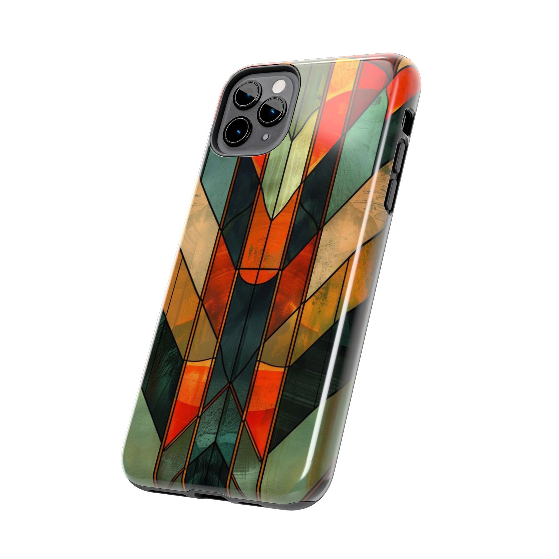 Noir Art Deco Colorful Stained Glass - Durable Dual Layer Iphone Case - Architect Phone Case