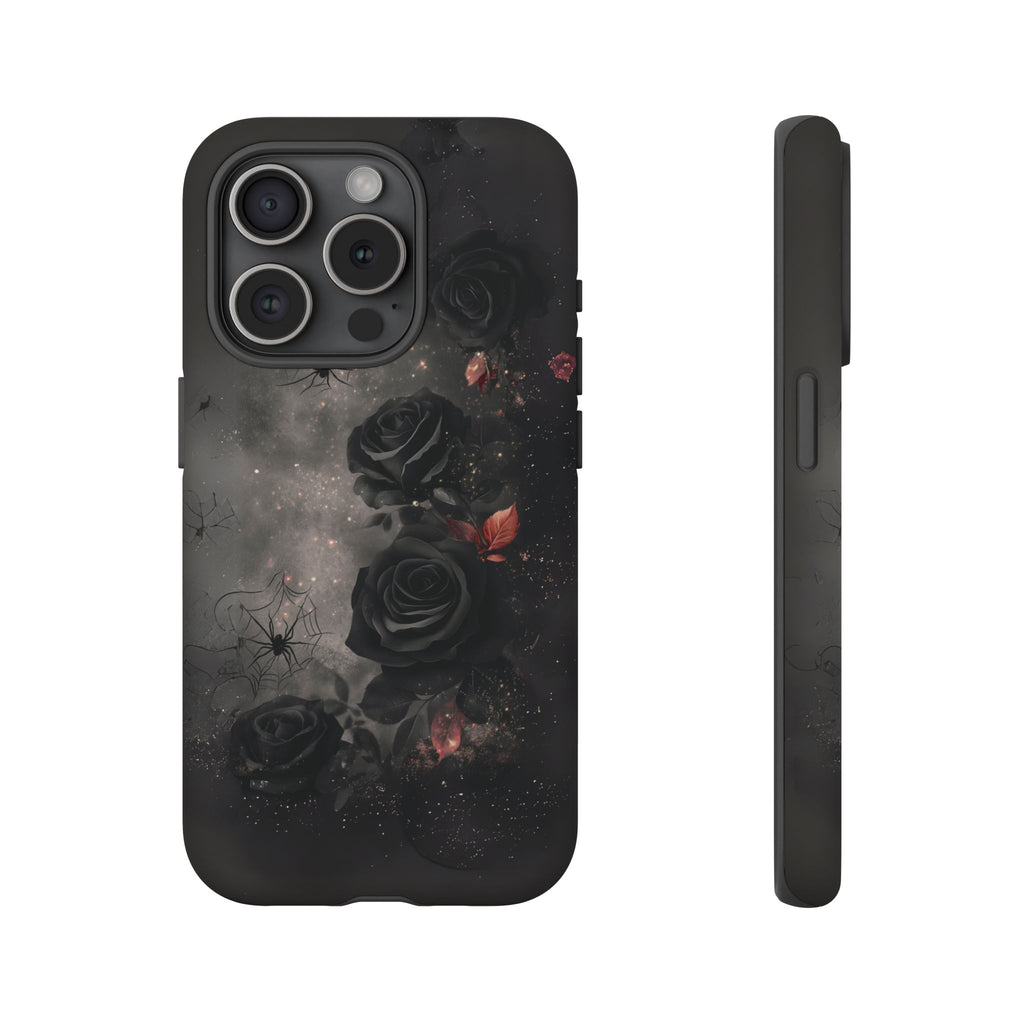 Gothic Floral Phone Case Dark Academia Black Roses Spider Webs Space Witchcraft Night Sky iPhone 13 14 15 16 Pro Max Galaxy Pixel