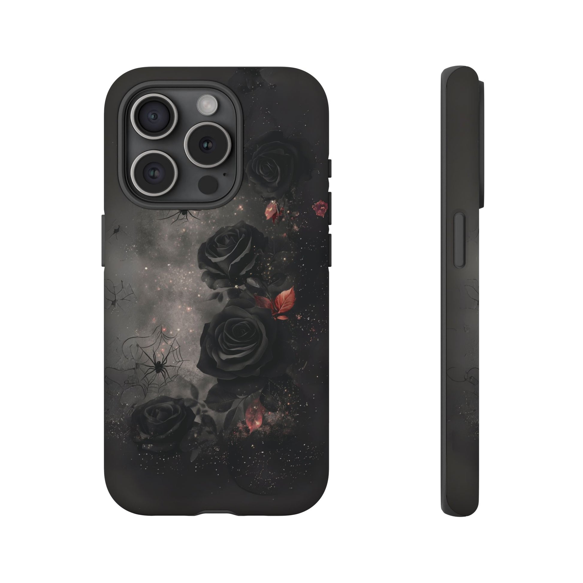 Gothic Floral Phone Case Dark Academia Black Roses Spider Webs Space Witchcraft Night Sky iPhone 13 14 15 16 Pro Max Galaxy Pixel