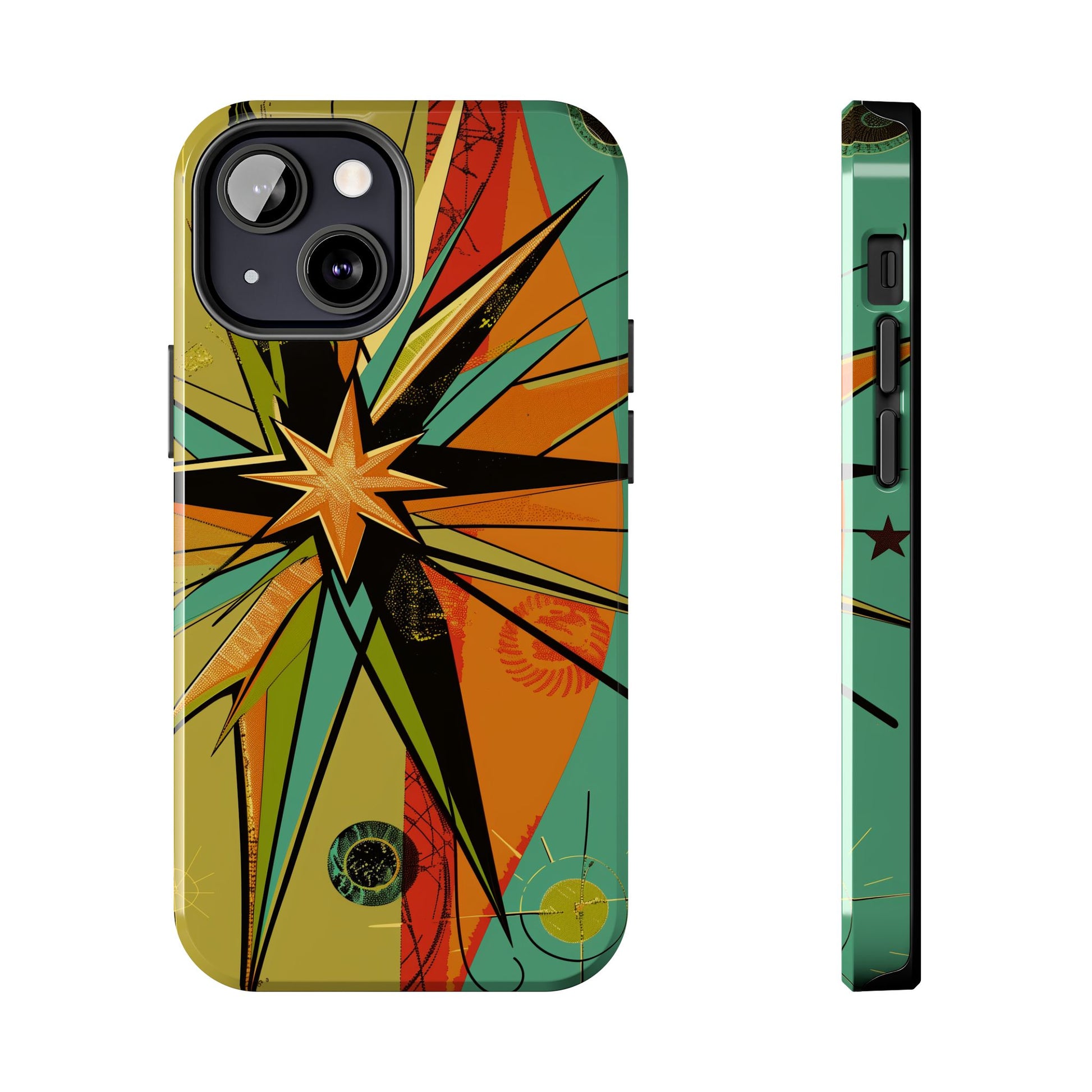 Mid Century Modern Star Design Phone Case, Earth Tone Colors, Retro Style Smartphone Cover, Vintage Phone Case, iPhone 14 Case, Apple iPhone
