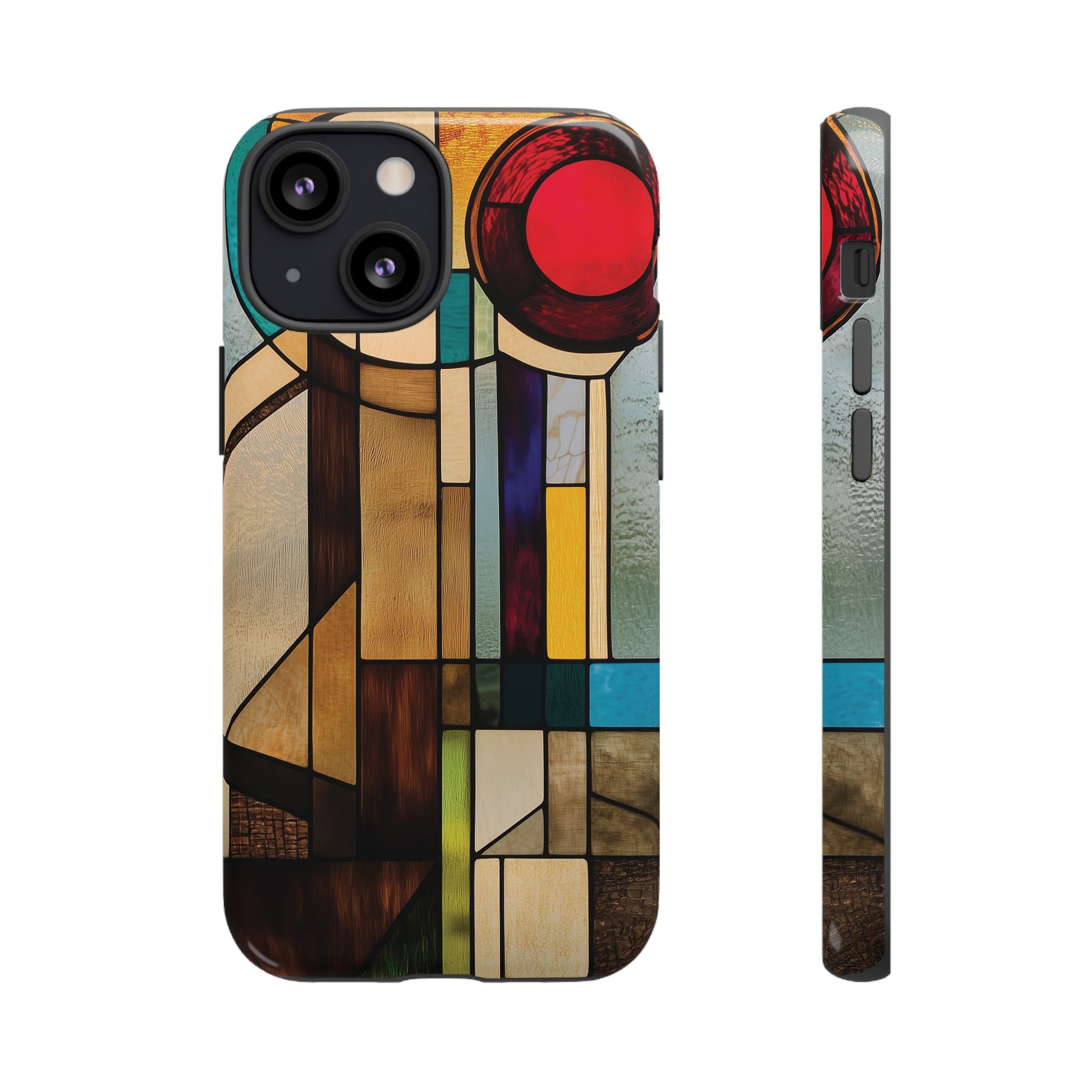 Stained Art Deco Glass Phone Case Frank Lloyd Wright Cottage Core Usonian Prairie Style Geometric Stylish  iPhone 14 15 16 Pro
