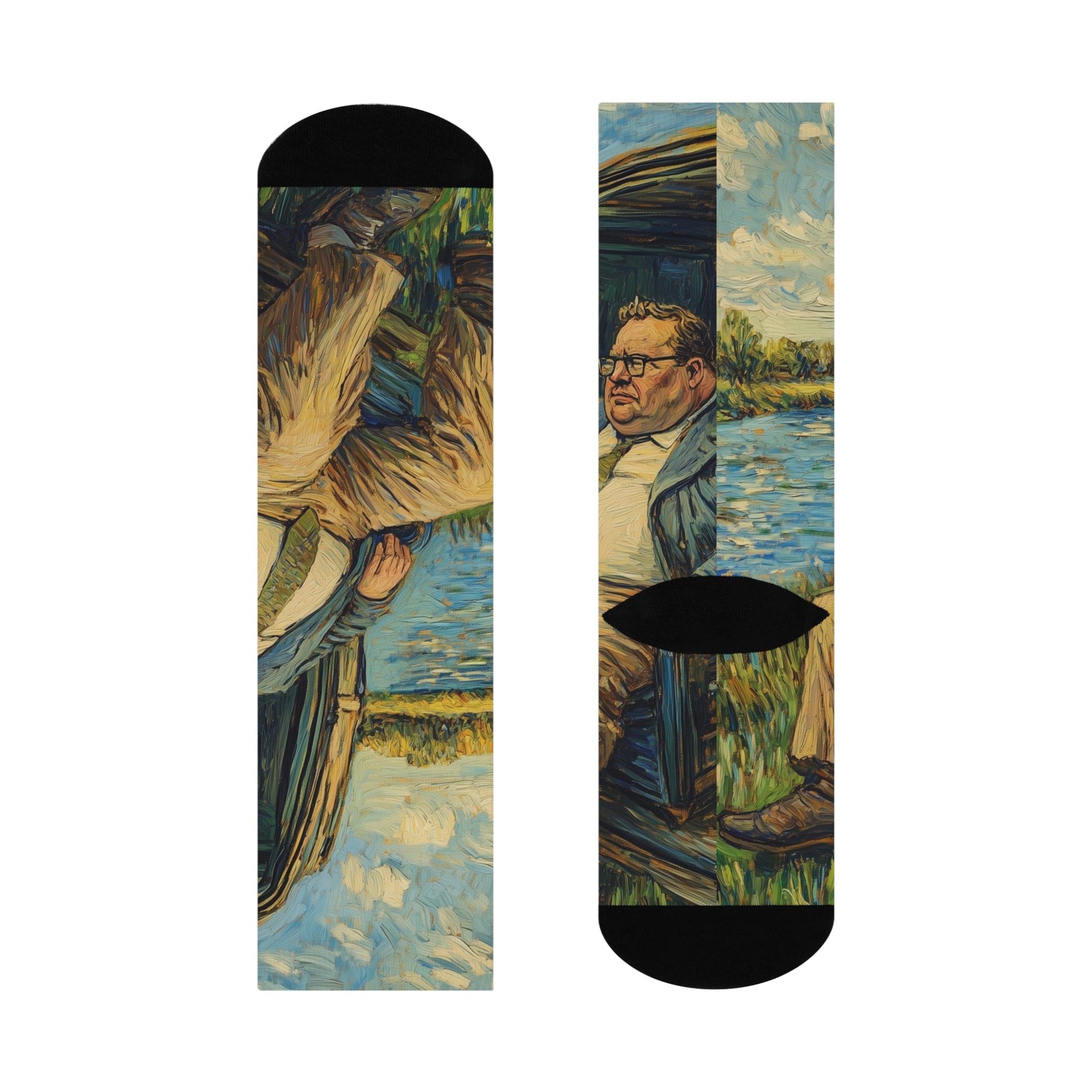 Artistic Crew Socks A Van Gogh Down by the River Design Cozy Gift for Art Lovers