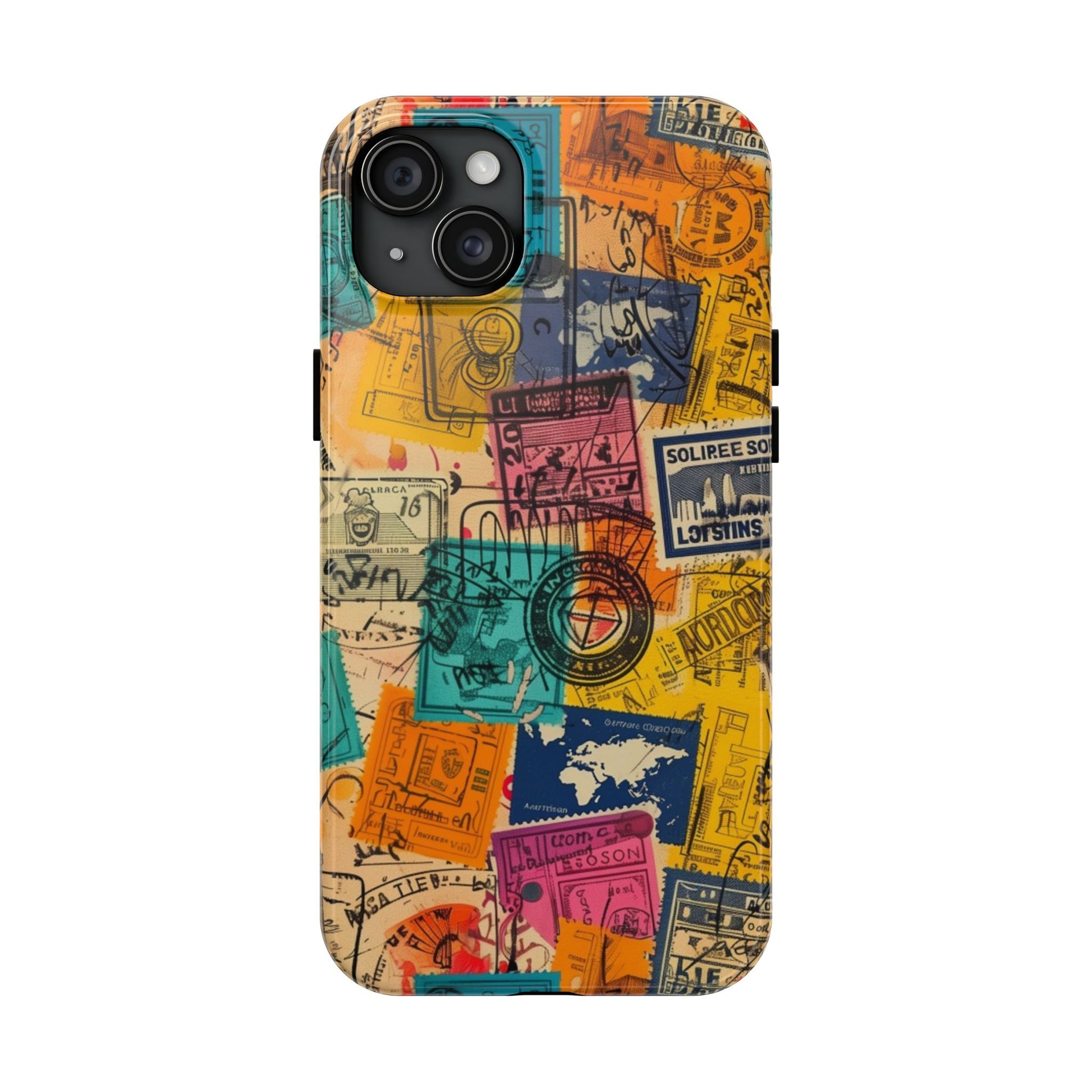 Travel Stamps Tough Case - Durable iPhone case Vintage Travel Stamps Design - Adventure Inspired Case - Protective Global Destination Prints