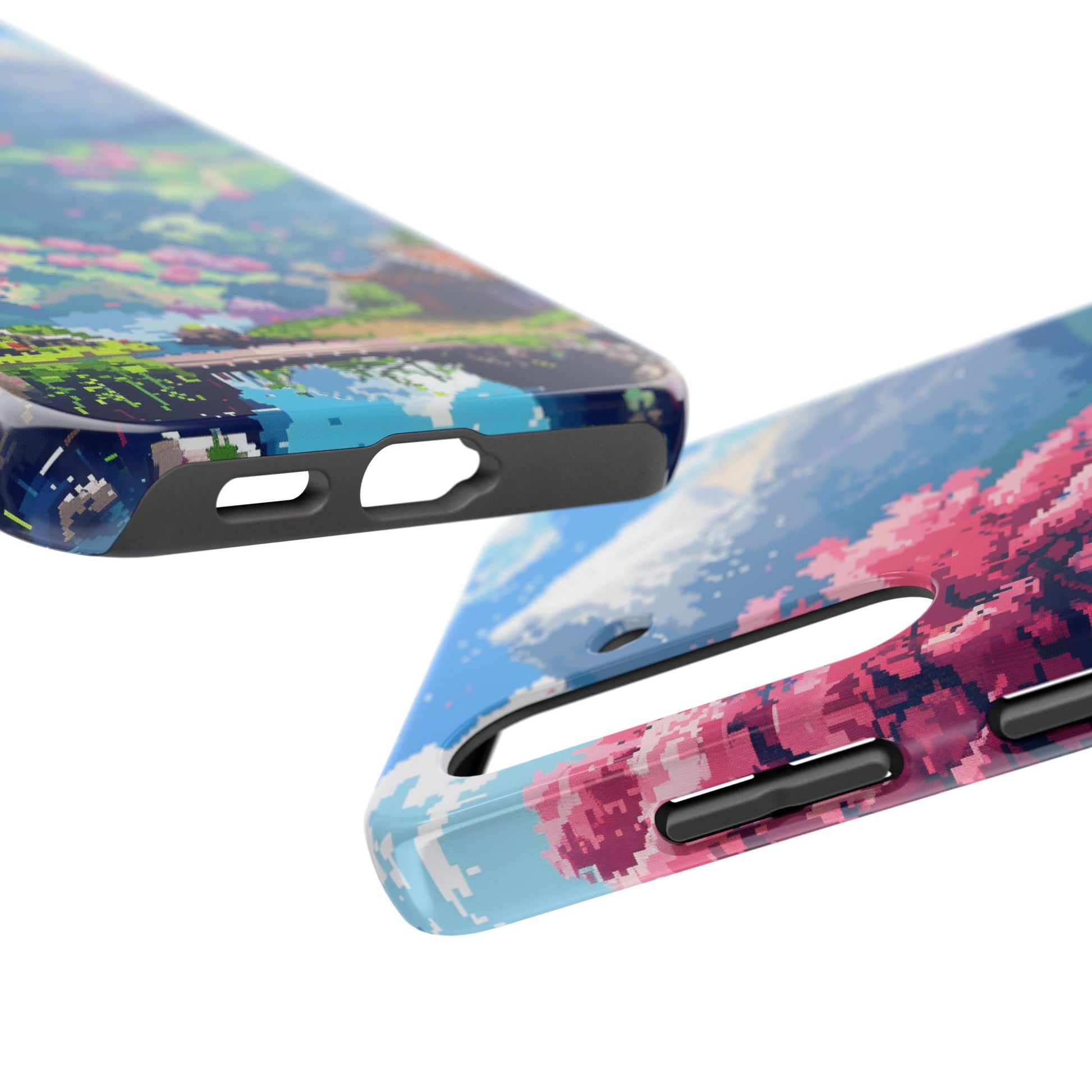 Pixel Art Video Game Landscapes Phone Case, Retro Gaming Pixelated Design, Geeky Gamer Phone Cover, Unique Video Game Art Accessories
