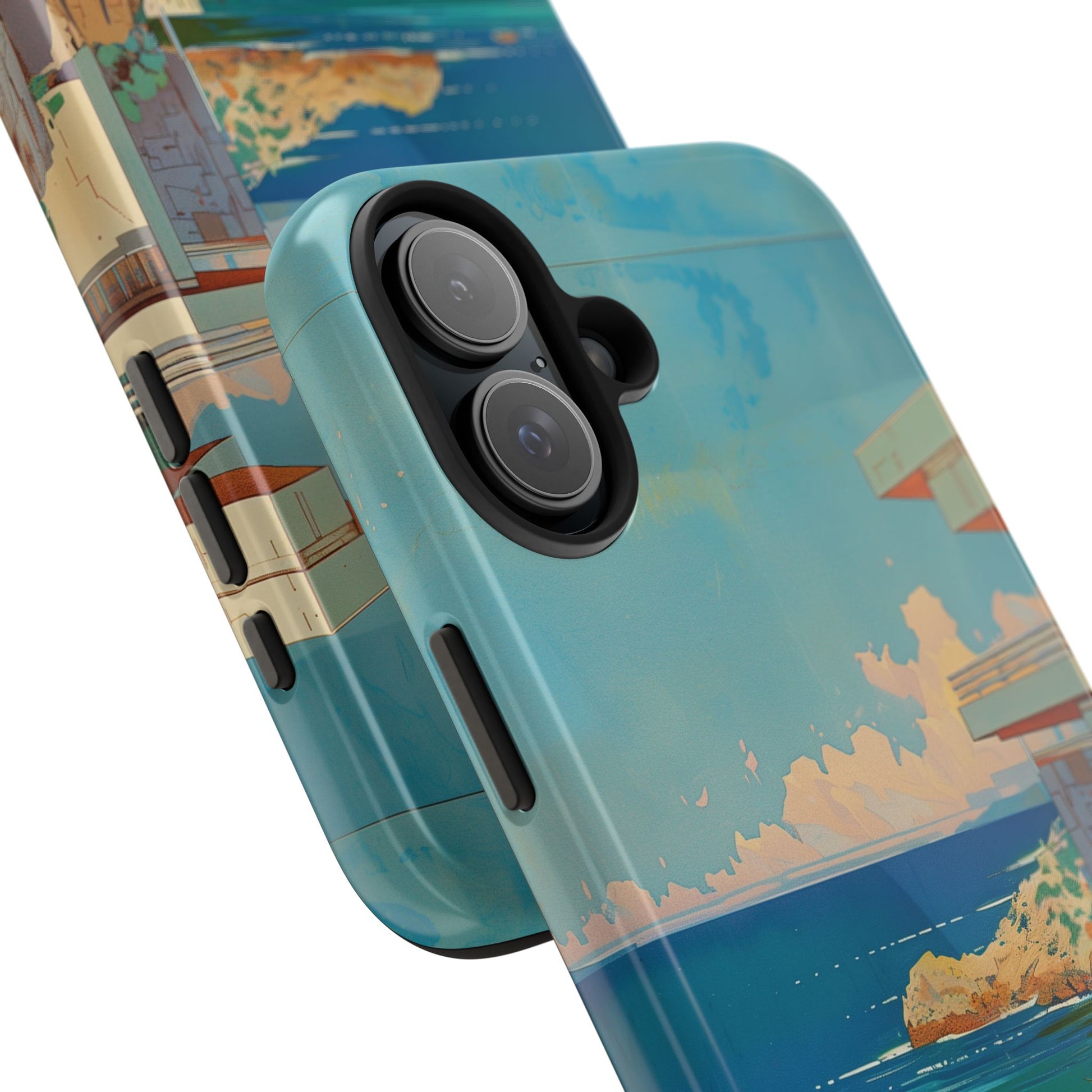 Retro Beach Scene Phone Case, Vintage Tropical Ocean iPhone Case, Summer Beach Phone Cover for iPhone, iphone 15 pro max