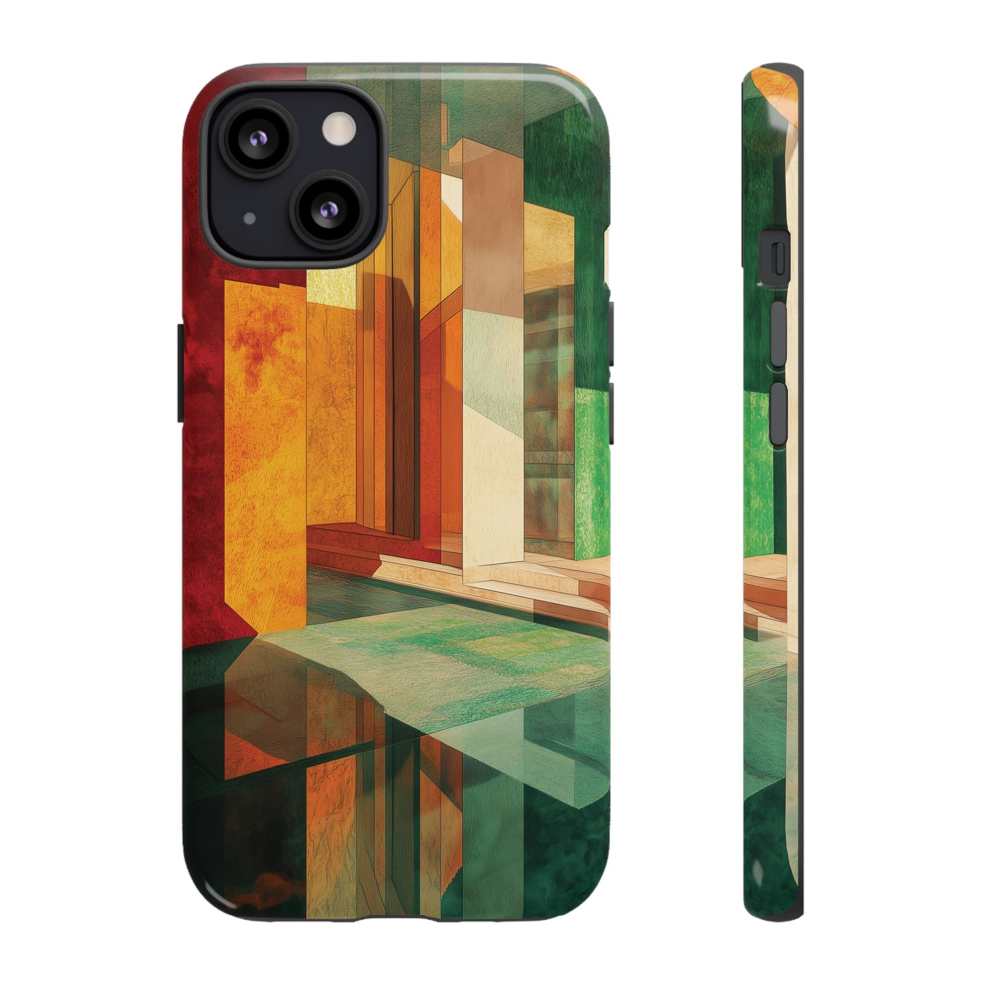 Art Deco Frank Lloyd Wright Inspired Usonian Phone Case Geometric Stained Glass Art Deco Marble Gold 13 14 15 16 iPhone Pro Max Galaxy Pixel