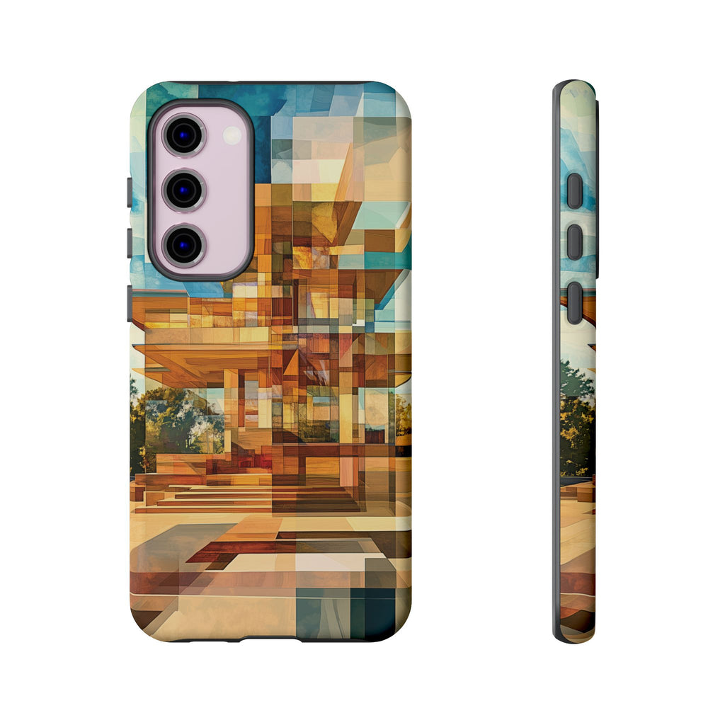 Frank Lloyd Wright Inspired Prairie Usonian Phone Case Geometric Stained Glass Art Deco Marble Gold 13 14 15 16 iPhone Pro Max Galaxy Pixel