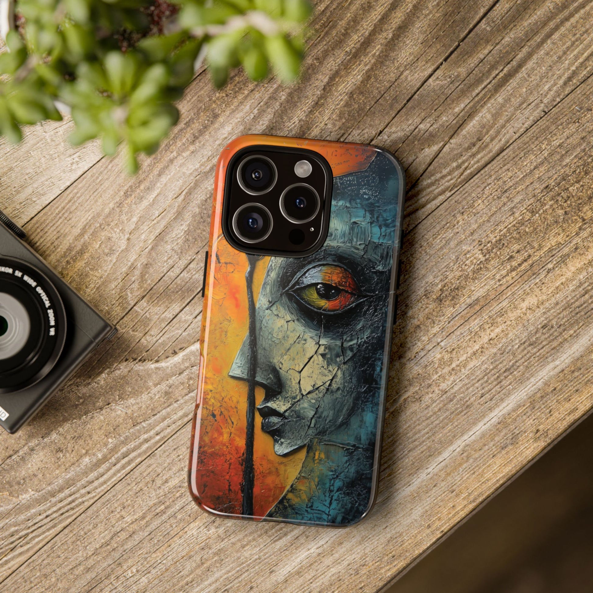 Surrealist Art Phone Case Salvador Dali Style Face Tough Case Unique Artistic 3D Textured Look Surrealism Gift Art iPhone 13 14 15 16