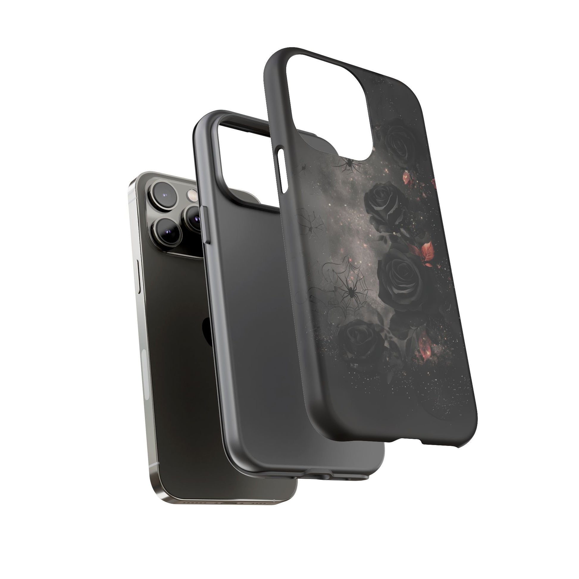 Gothic Floral Phone Case Dark Academia Black Roses Spider Webs Space Witchcraft Night Sky iPhone 13 14 15 16 Pro Max Galaxy Pixel