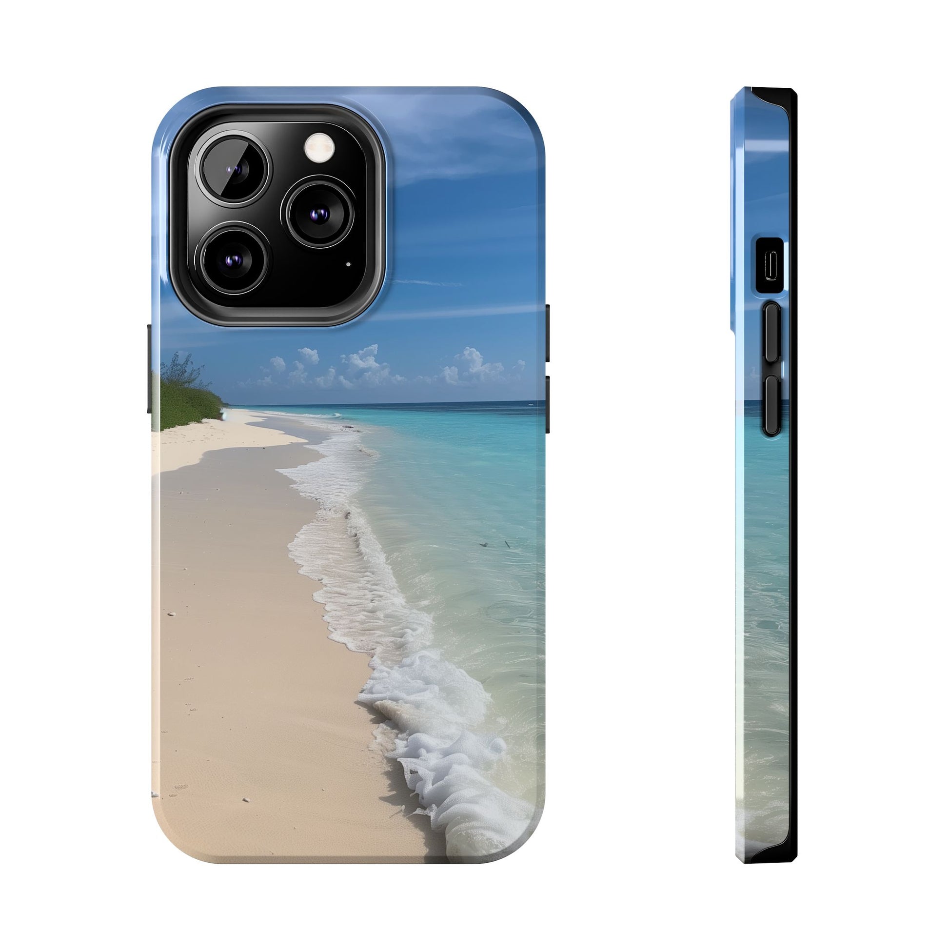 Ocean Beach Scene Phone Case White Sand Turquoise Water iPhone 13 14 15 16 Pro Max Plus Samsung Galaxy S23 Sunset Sunshine Oceanfront Cruise