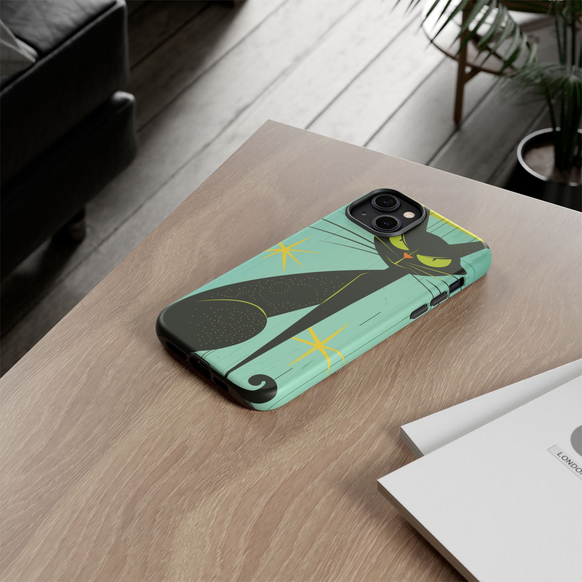 Mid-Century Modern Phone Case, Mid Mod Android Case, Atomic Cats Android Case, Retro Chic Smartphone Cover, Unique Artistic Phone Accessory