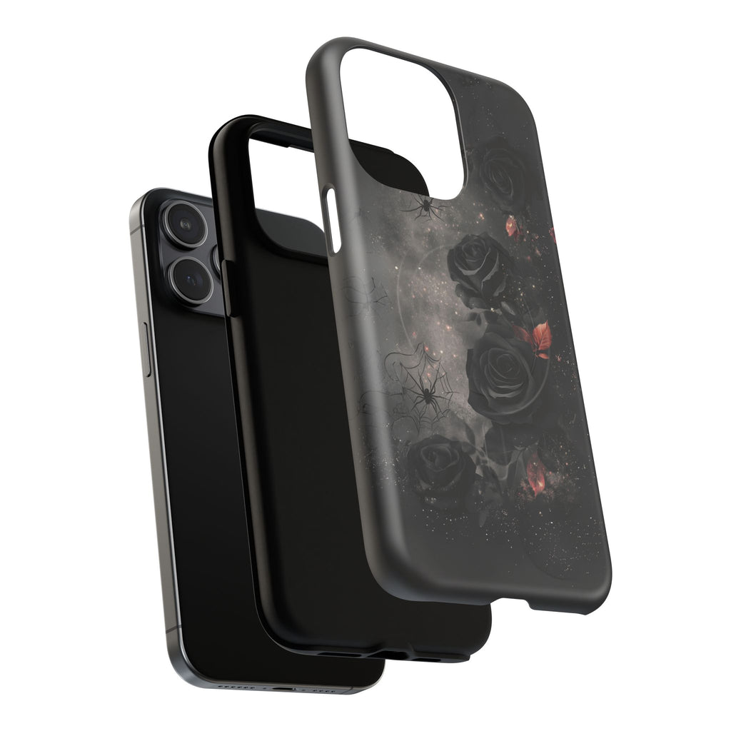 Magsafe Gothic Floral Phone Case Dark Academia Black Roses Spider Webs Butterflies Witchcraft Night Sky iPhone 14 15 Pro Max