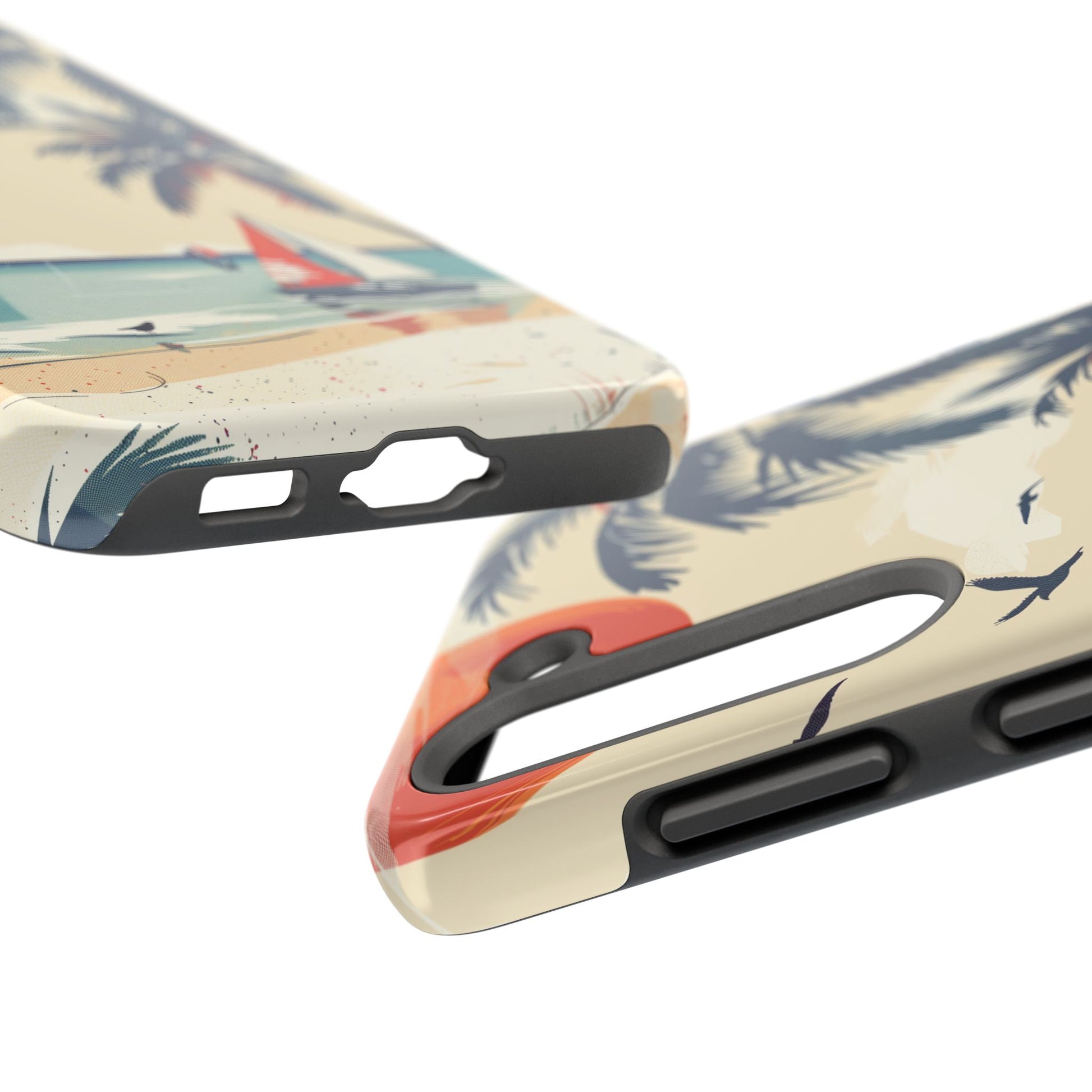 Retro Beach Scene Phone Case, Vintage Tropical Ocean iPhone Case, Summer Beach Phone Cover for iPhone, iphone 15 pro max
