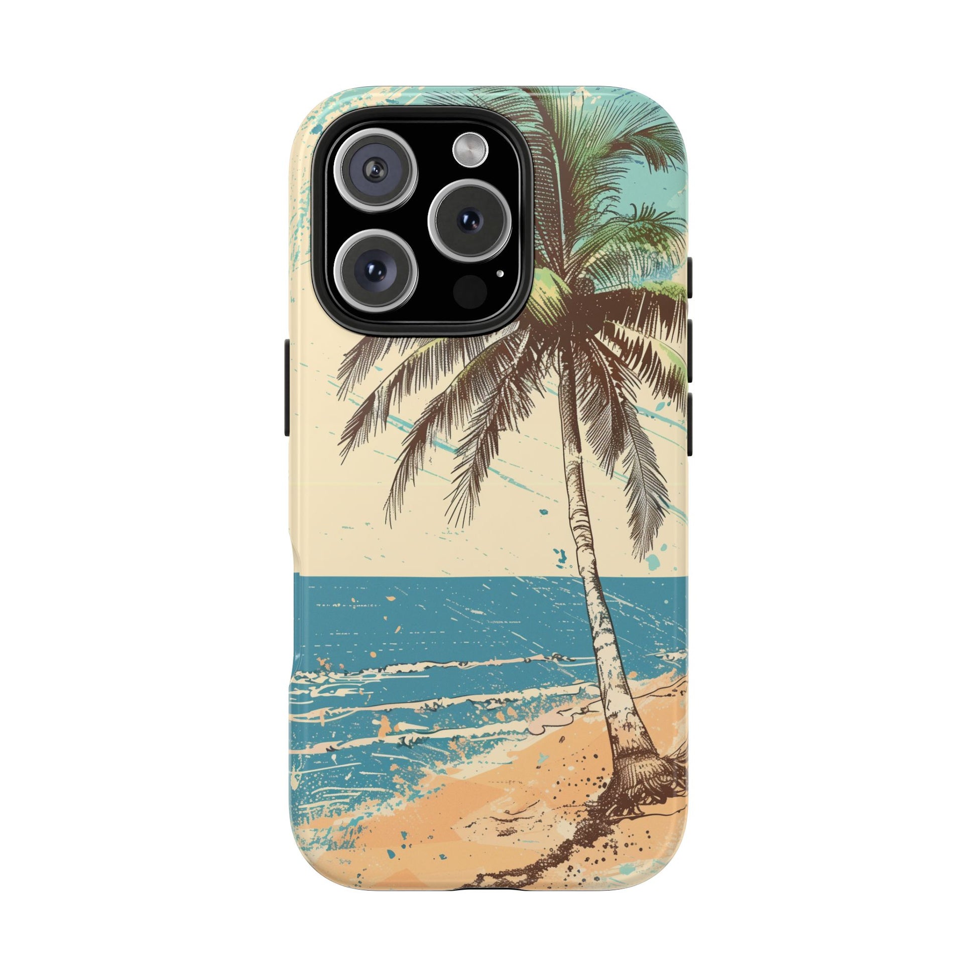 Retro Beach Scene Phone Case, Vintage Tropical Ocean iPhone Case, Summer Beach Phone Cover for iPhone, iphone 15 pro max