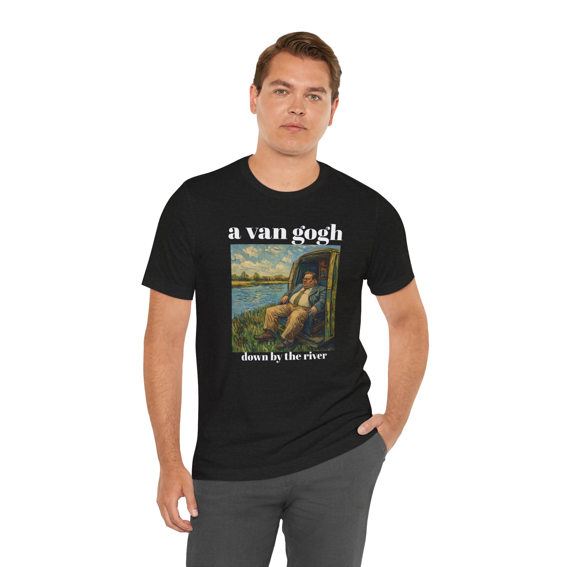 Tshirt Van Gogh Down by the River Van Gogh Style Print Sitting by a River Graphic Tee Tshirt Matte Foley Wall Decor ShirtFine Wall Art