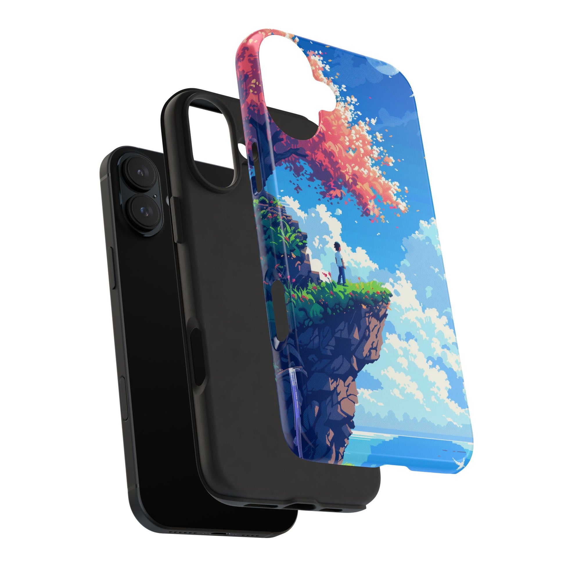 Pixel Art Video Game Landscapes Phone Case, Retro Gaming Pixelated Design, Geeky Gamer Phone Cover, Unique Video Game Art Accessories
