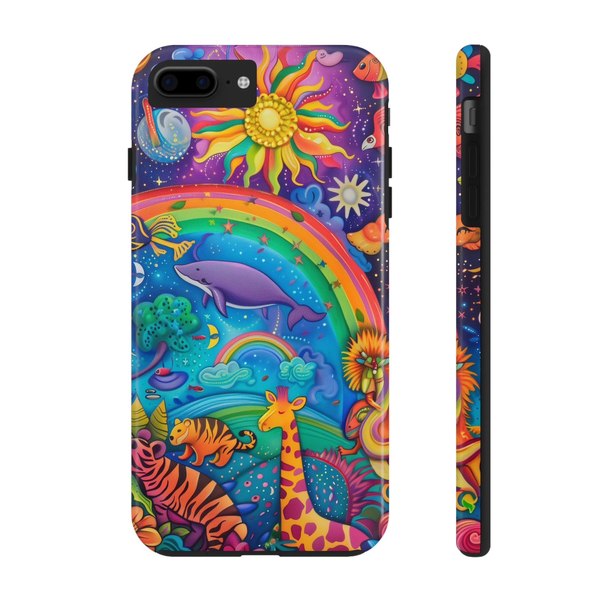 Lisa Frank Inspired Phone Case | Colorful & Whimsical Cover | Rainbow Iphone Case | Whales iphone Case | Colorful Iphone case