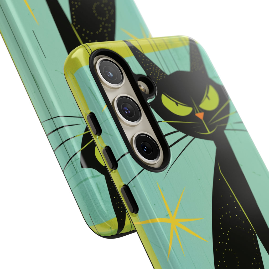 Mid-Century Modern Phone Case, Mid Mod Android Case, Atomic Cats Android Case, Retro Chic Smartphone Cover, Unique Artistic Phone Accessory