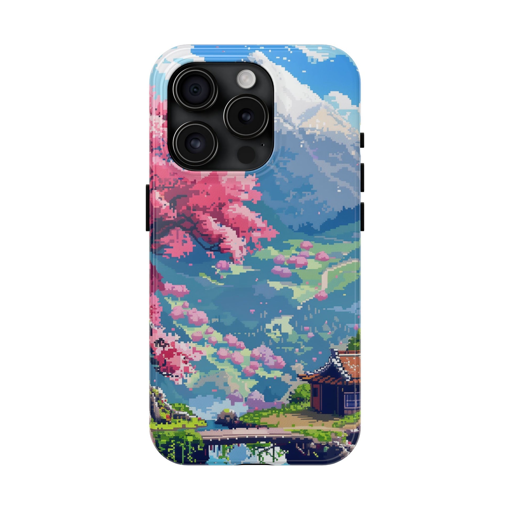 Pixel Art Video Game Landscapes Phone Case, Retro Gaming Pixelated Design, Geeky Gamer Phone Cover, Unique Video Game Art Accessories