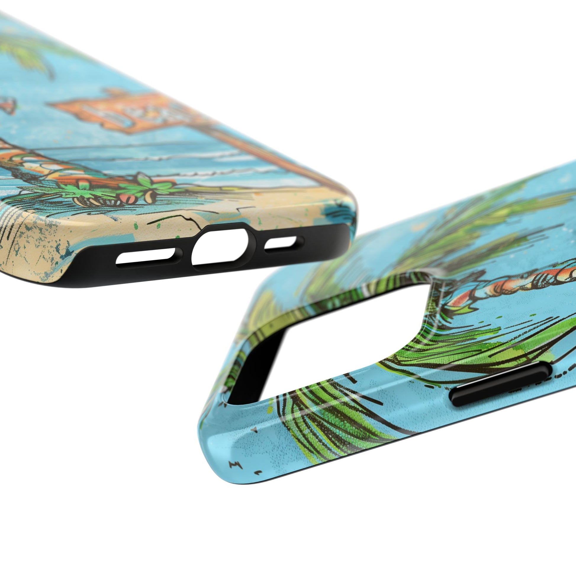 Durable Phone Case with Beach Scene and Palm Tree - Tropical Paradise Protective Cover